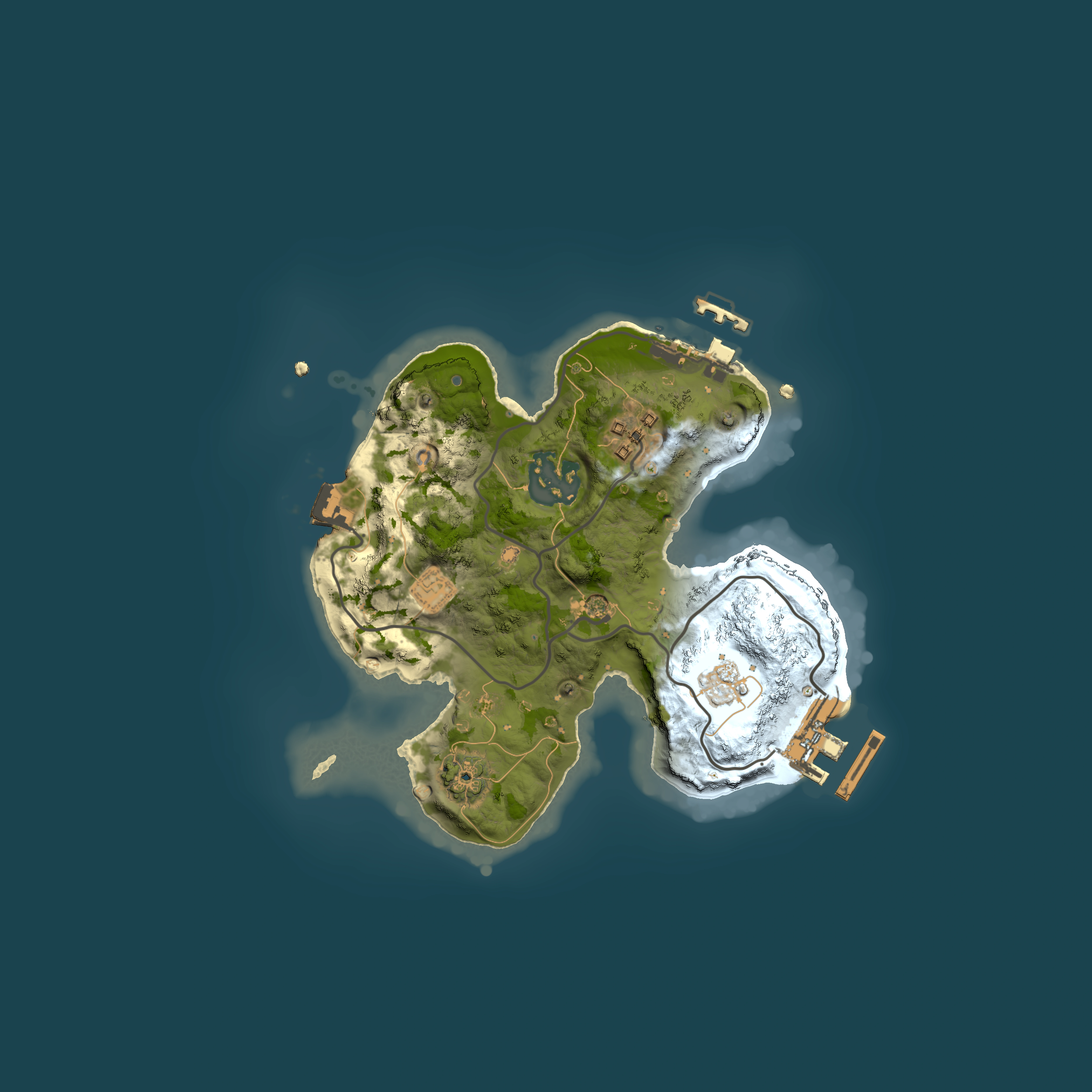 Full top-down render of Rust map seed 1849722148, 2000x2000m