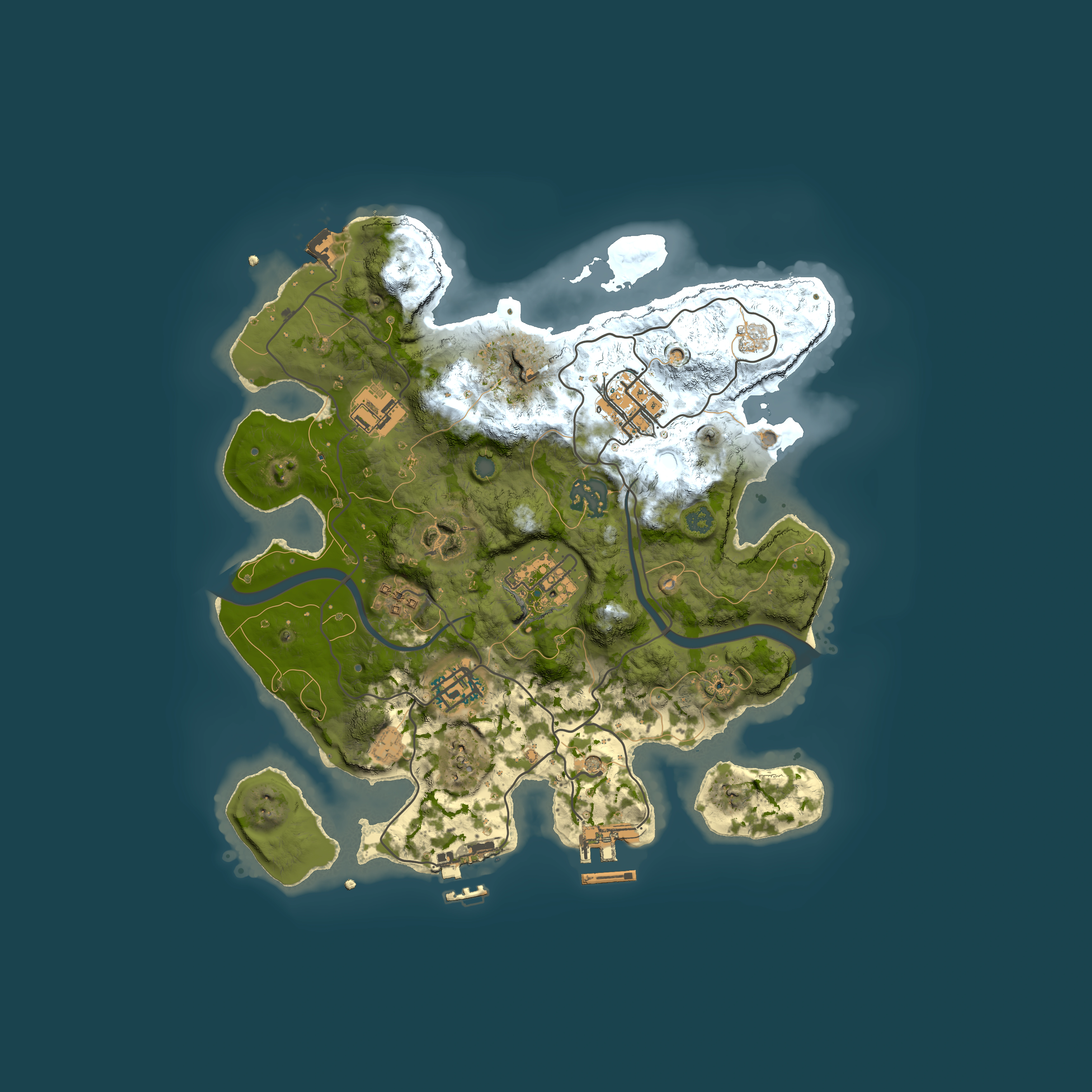 Full top-down render of Rust map seed 746175847, 3000x3000m