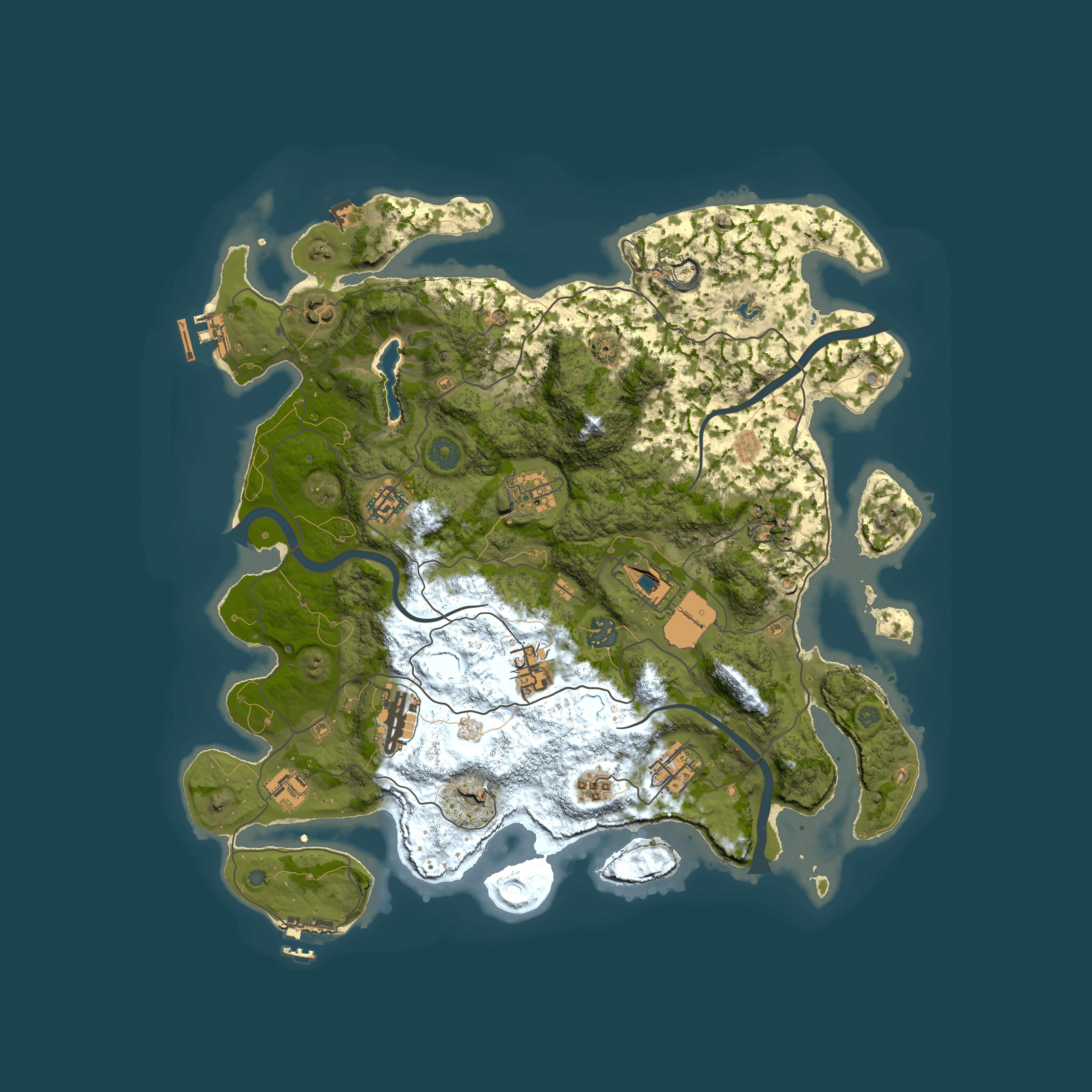 Full top-down render of Rust map seed 581242480, 4000x4000m