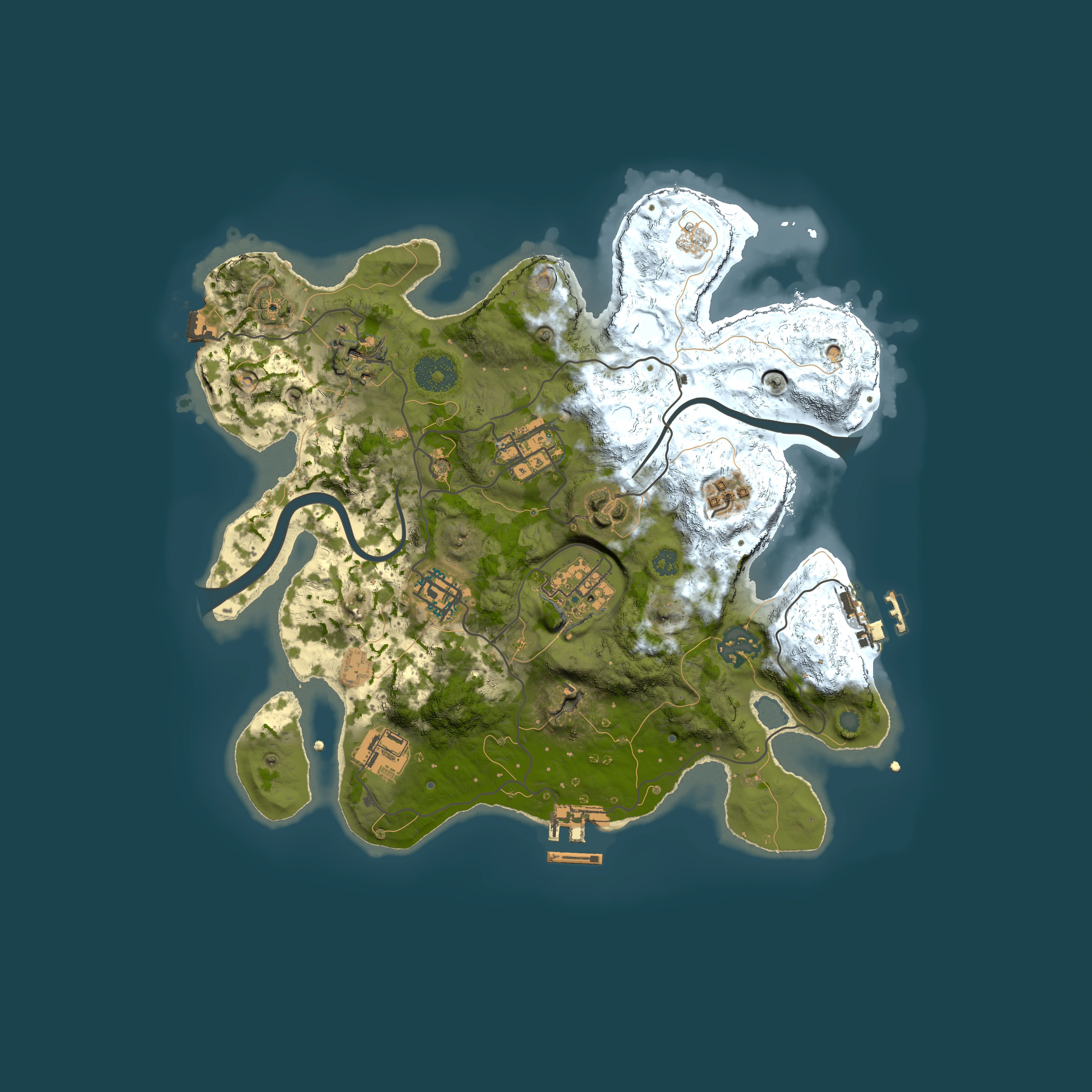 Full top-down render of Rust map seed 868549587, 3000x3000m