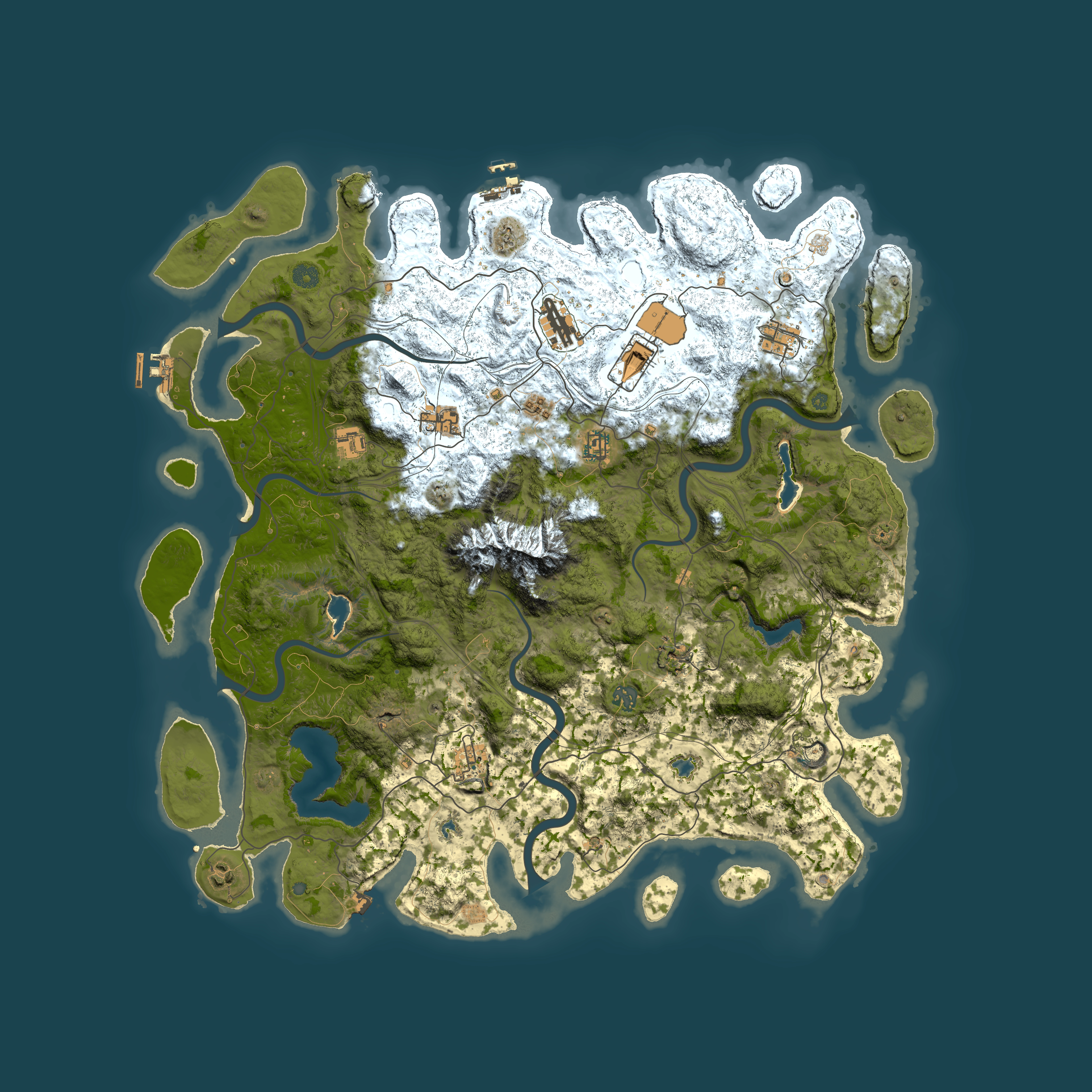 Full top-down render of Rust map seed 2087726834, 5000x5000m