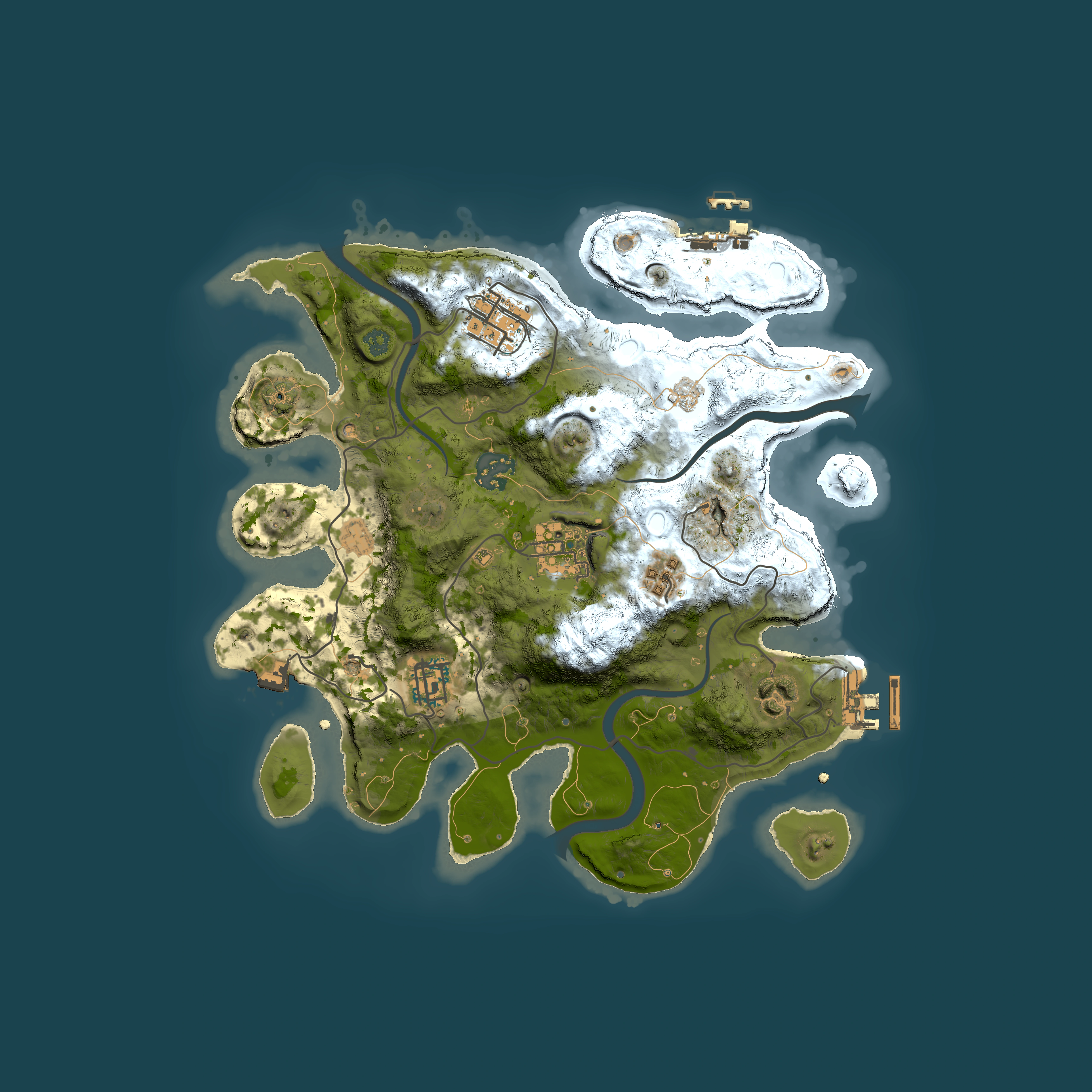 Full top-down render of Rust map seed 825454439, 3000x3000m