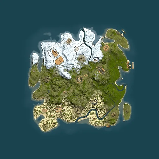 Rust map seed 1, 3650x3650m top-down preview