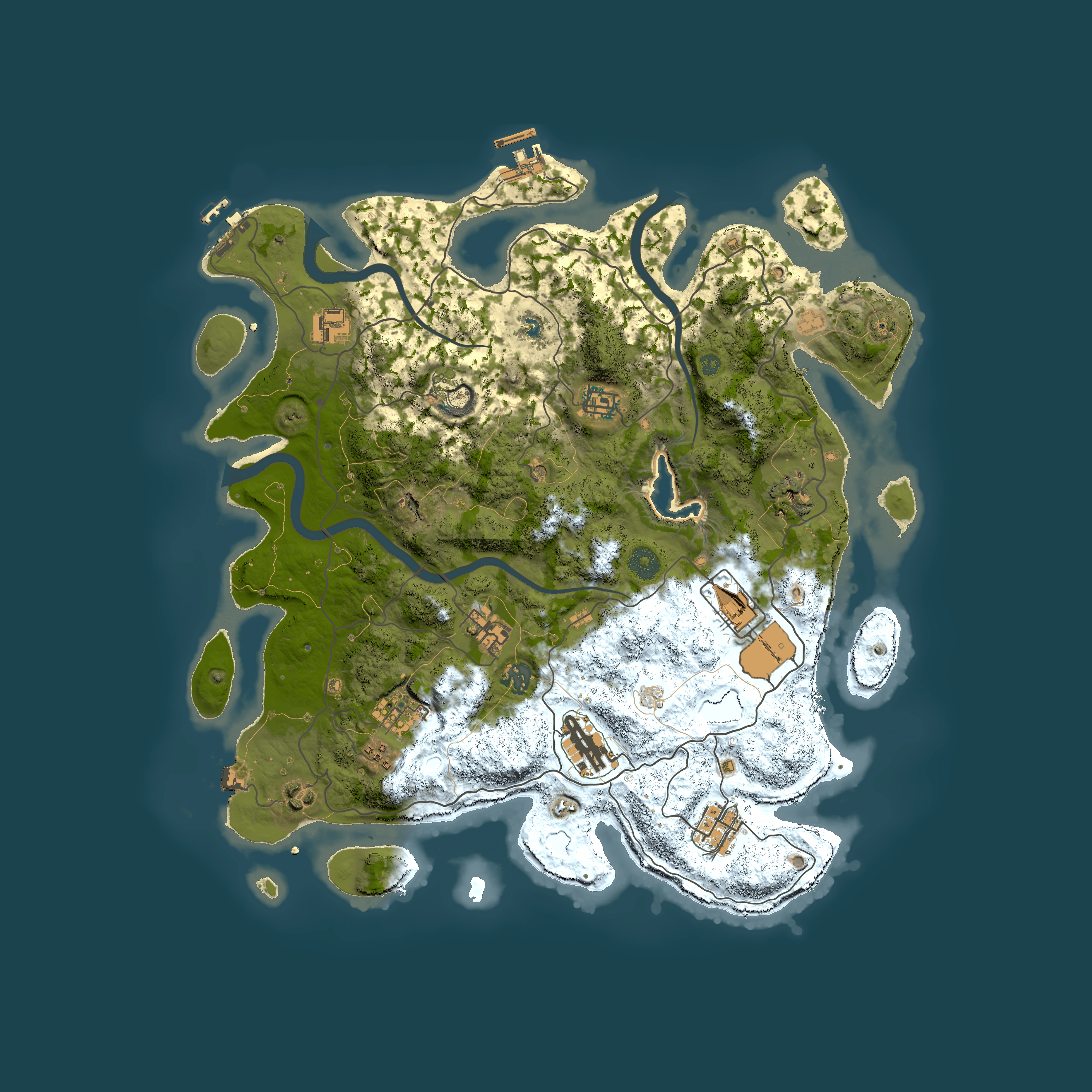 Full top-down render of Rust map seed 1044085119, 4000x4000m