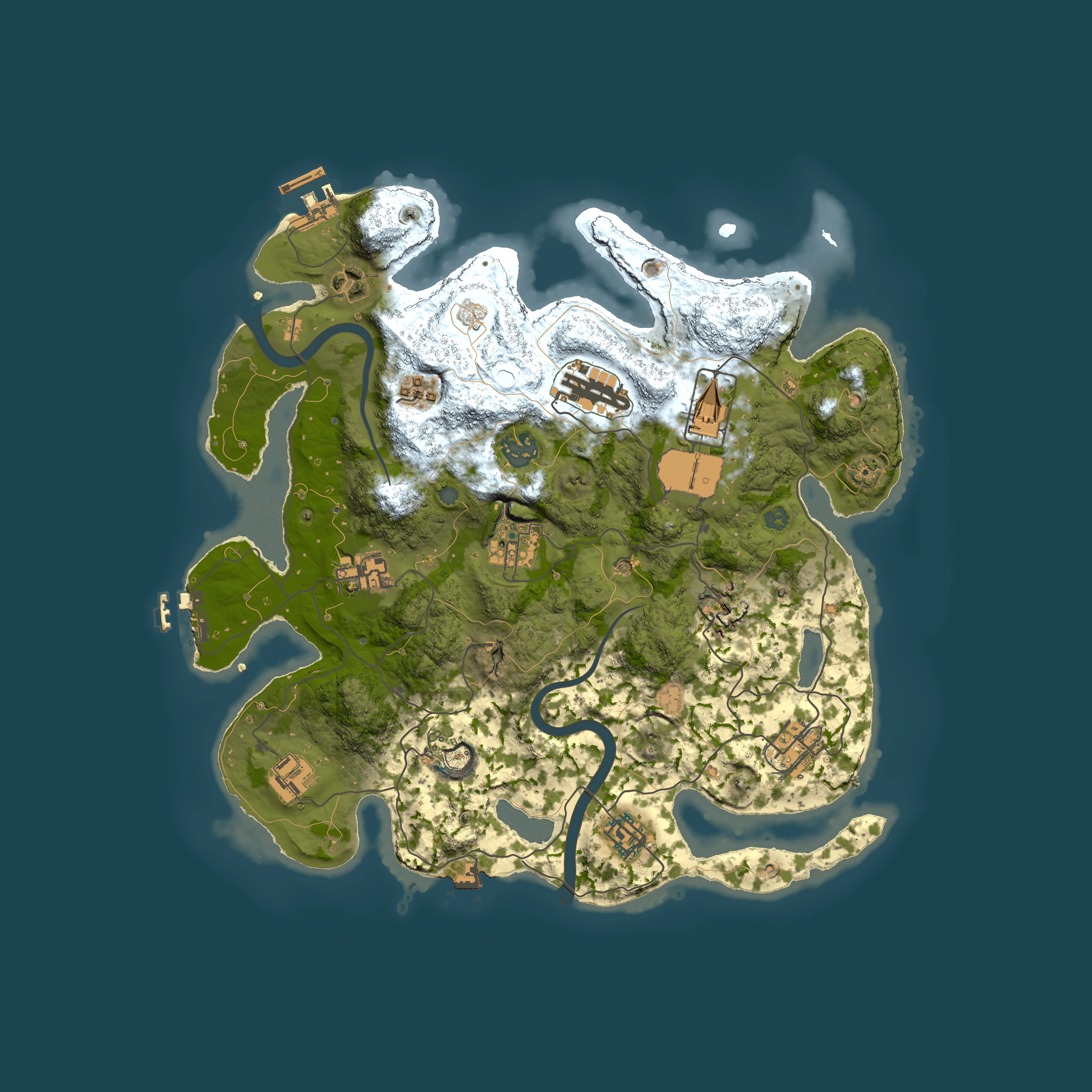 Full top-down render of Rust map seed 1849137154, 3500x3500m