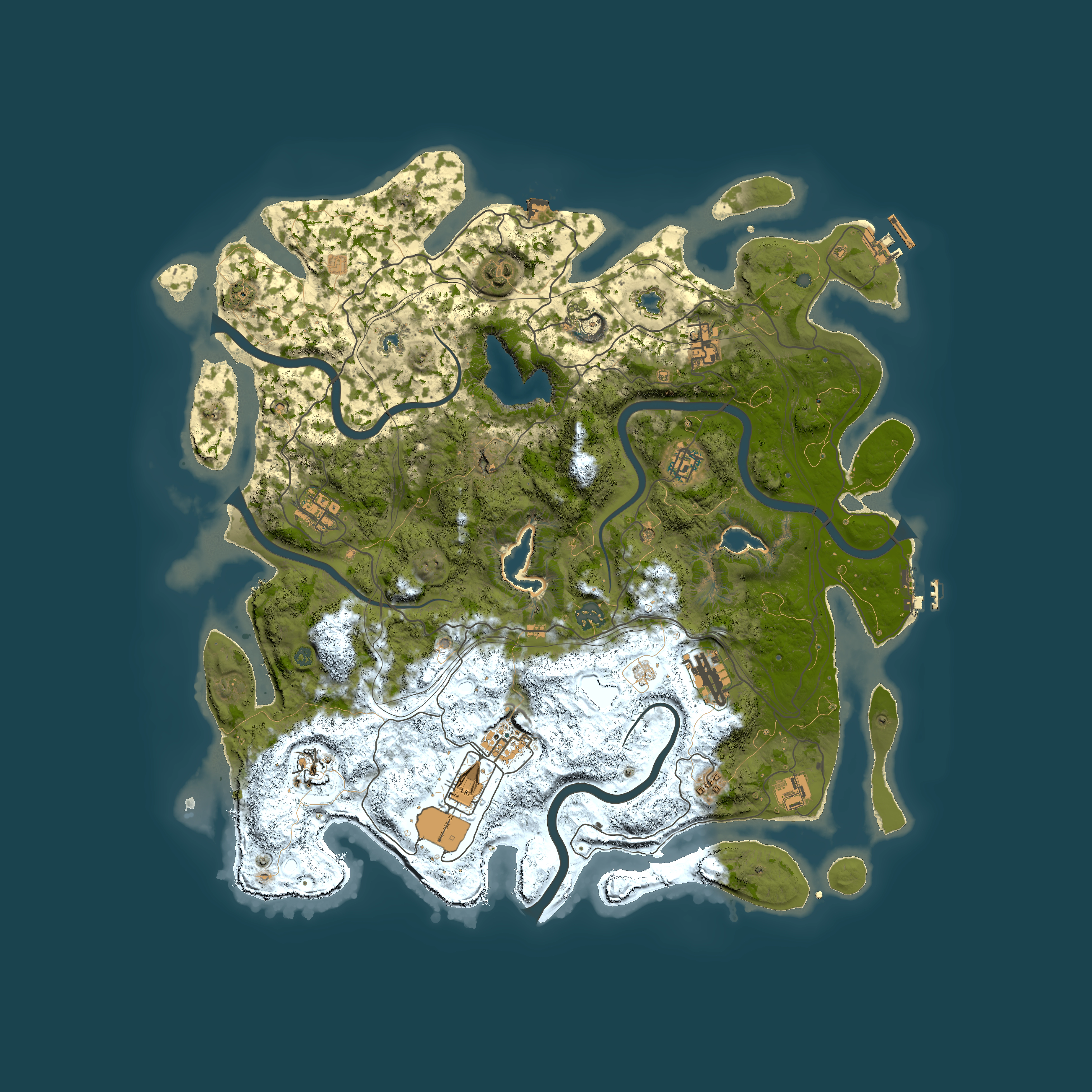 Full top-down render of Rust map seed 1974620409, 4500x4500m