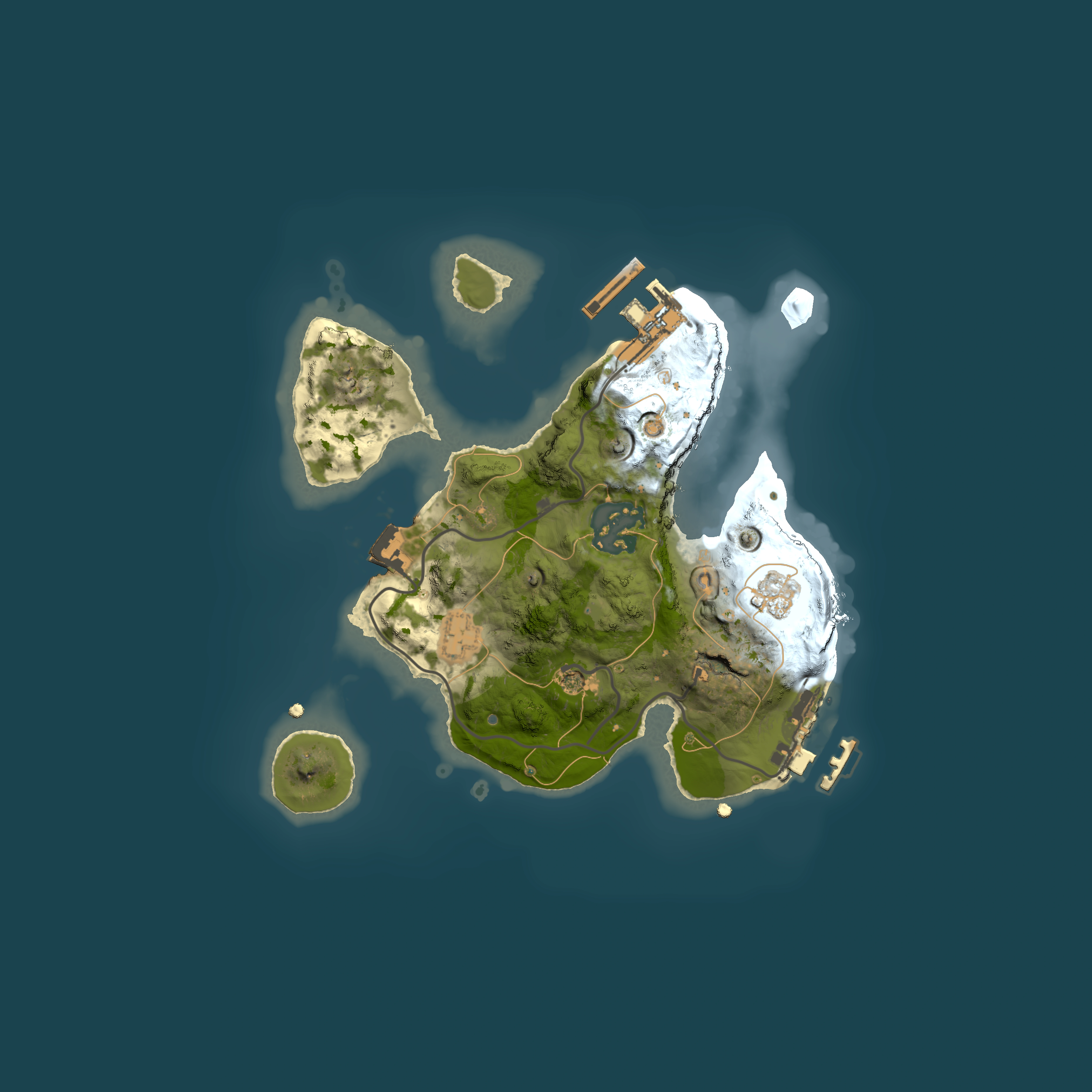Full top-down render of Rust map seed 293409107, 2000x2000m