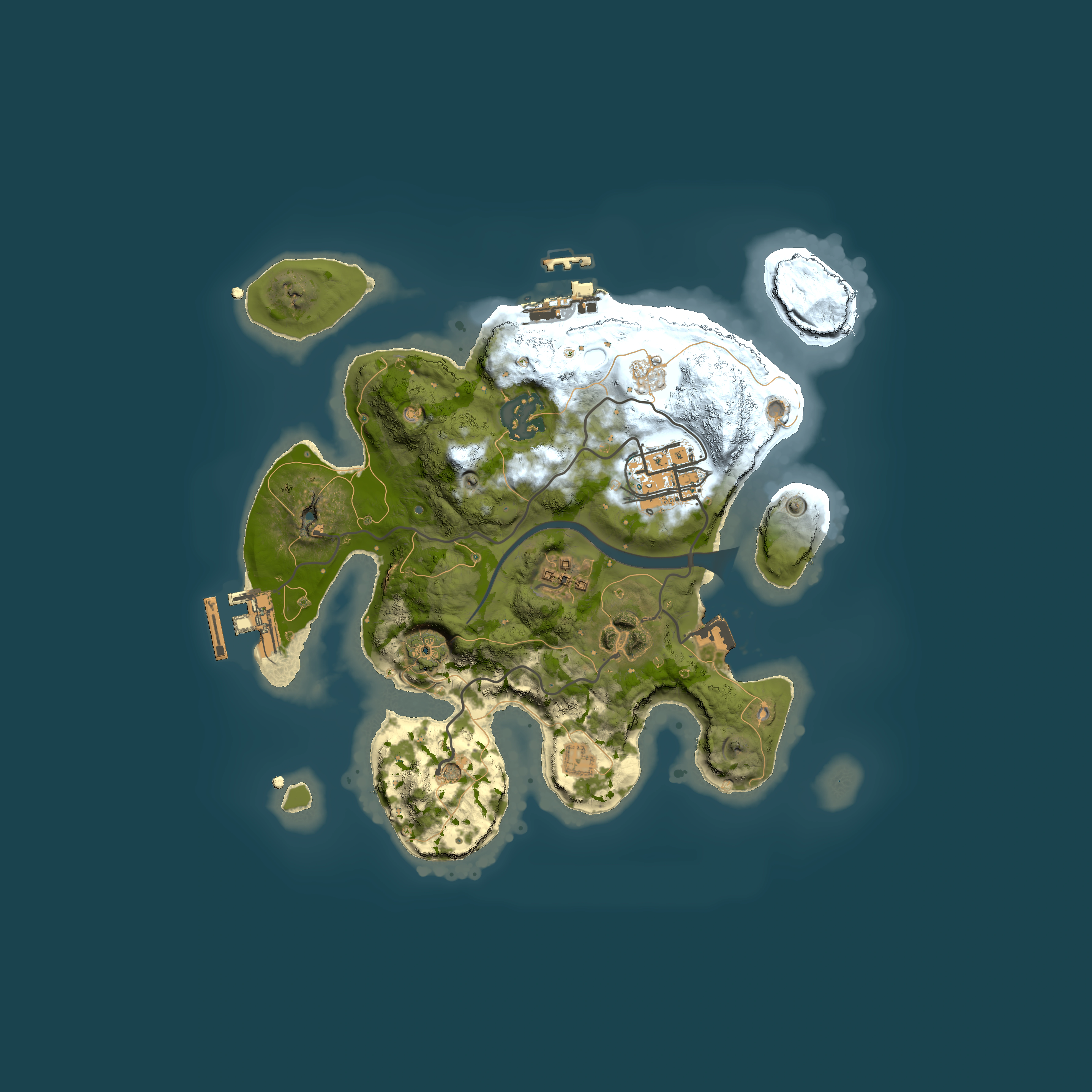 Full top-down render of Rust map seed 340002951, 2500x2500m