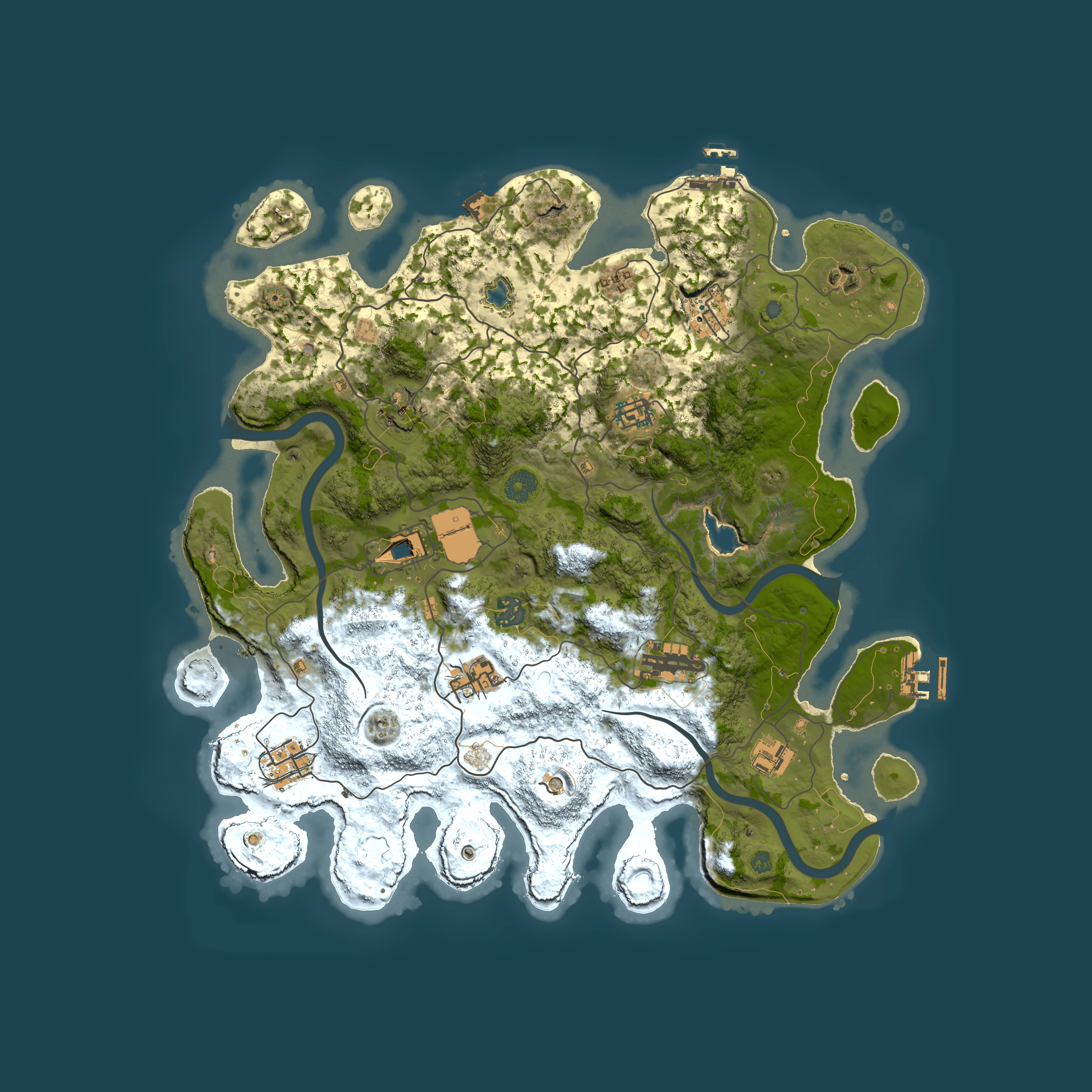 Full top-down render of Rust map seed 1630282034, 4000x4000m