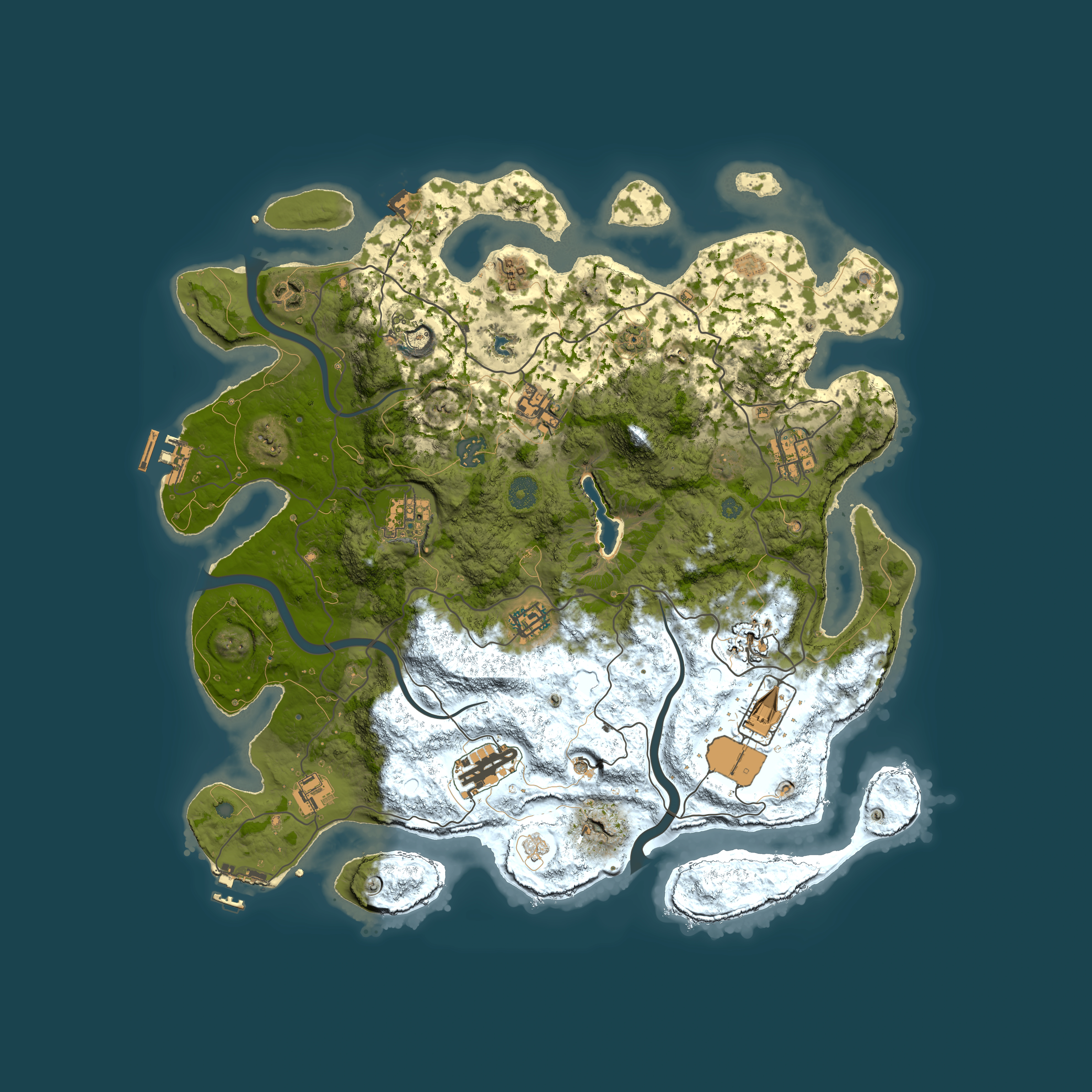 Full top-down render of Rust map seed 1196329422, 4000x4000m
