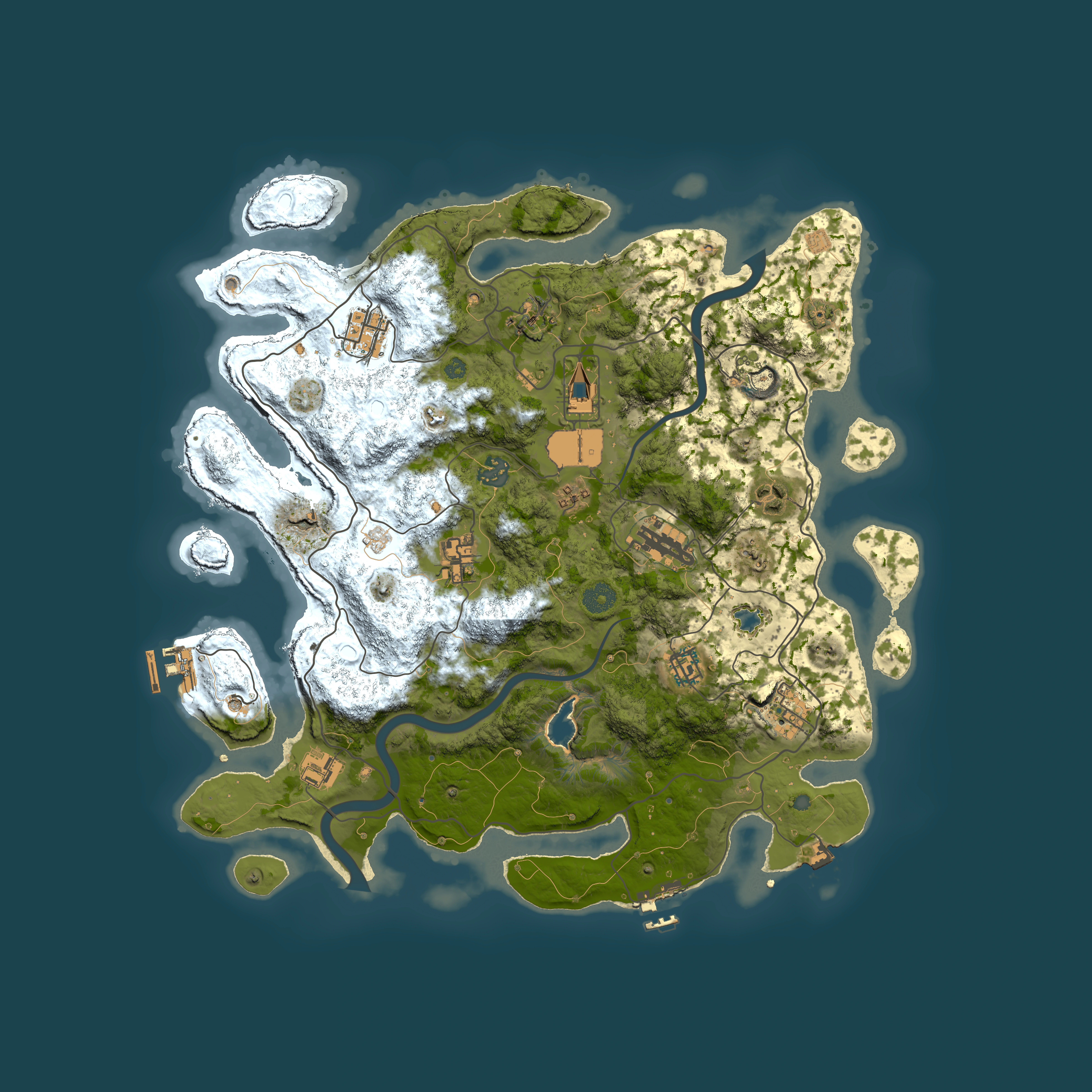 Full top-down render of Rust map seed 605595622, 4000x4000m