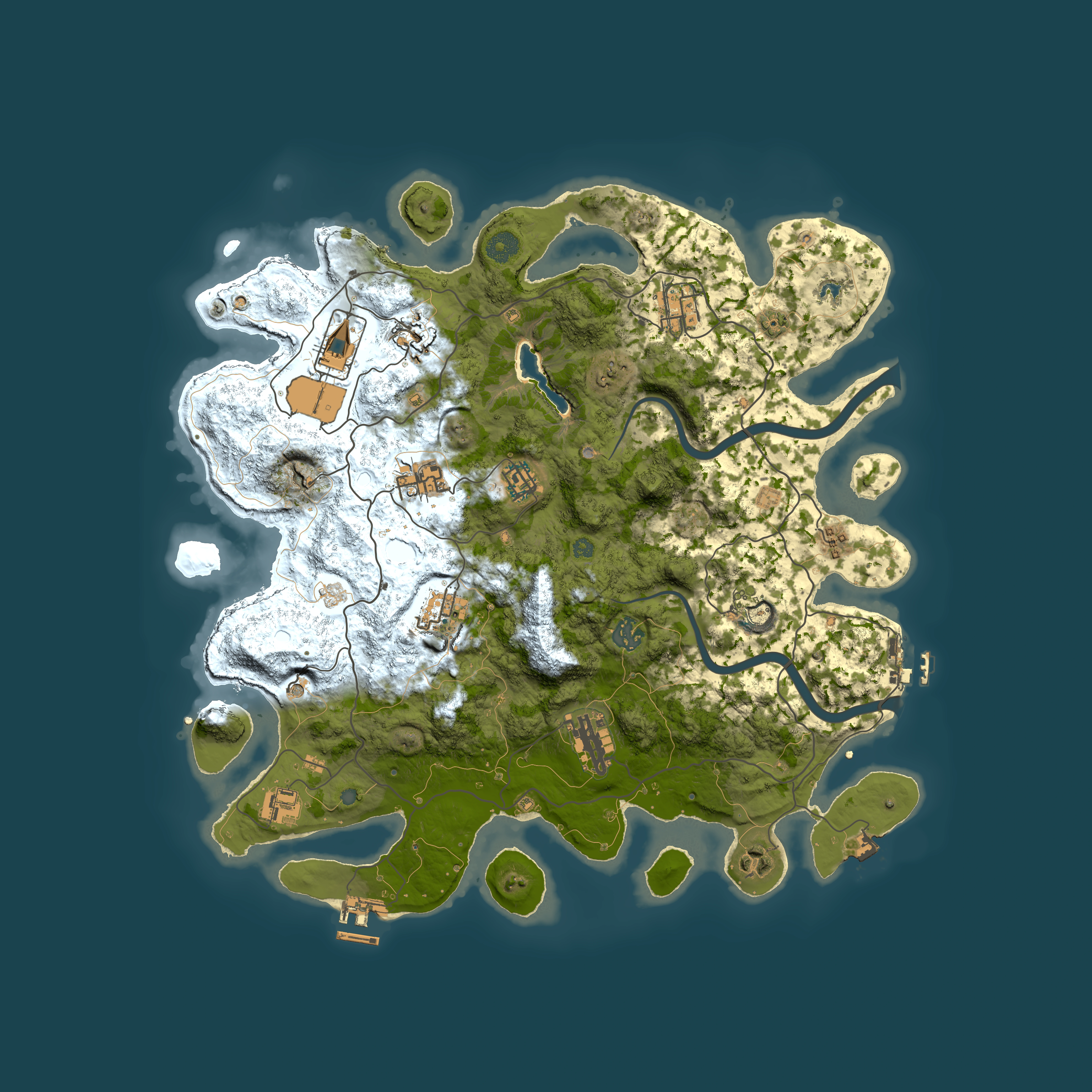 Full top-down render of Rust map seed 1292076037, 4000x4000m