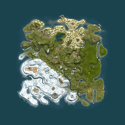 Rust map seed 128599869, 4500x4500m top-down preview