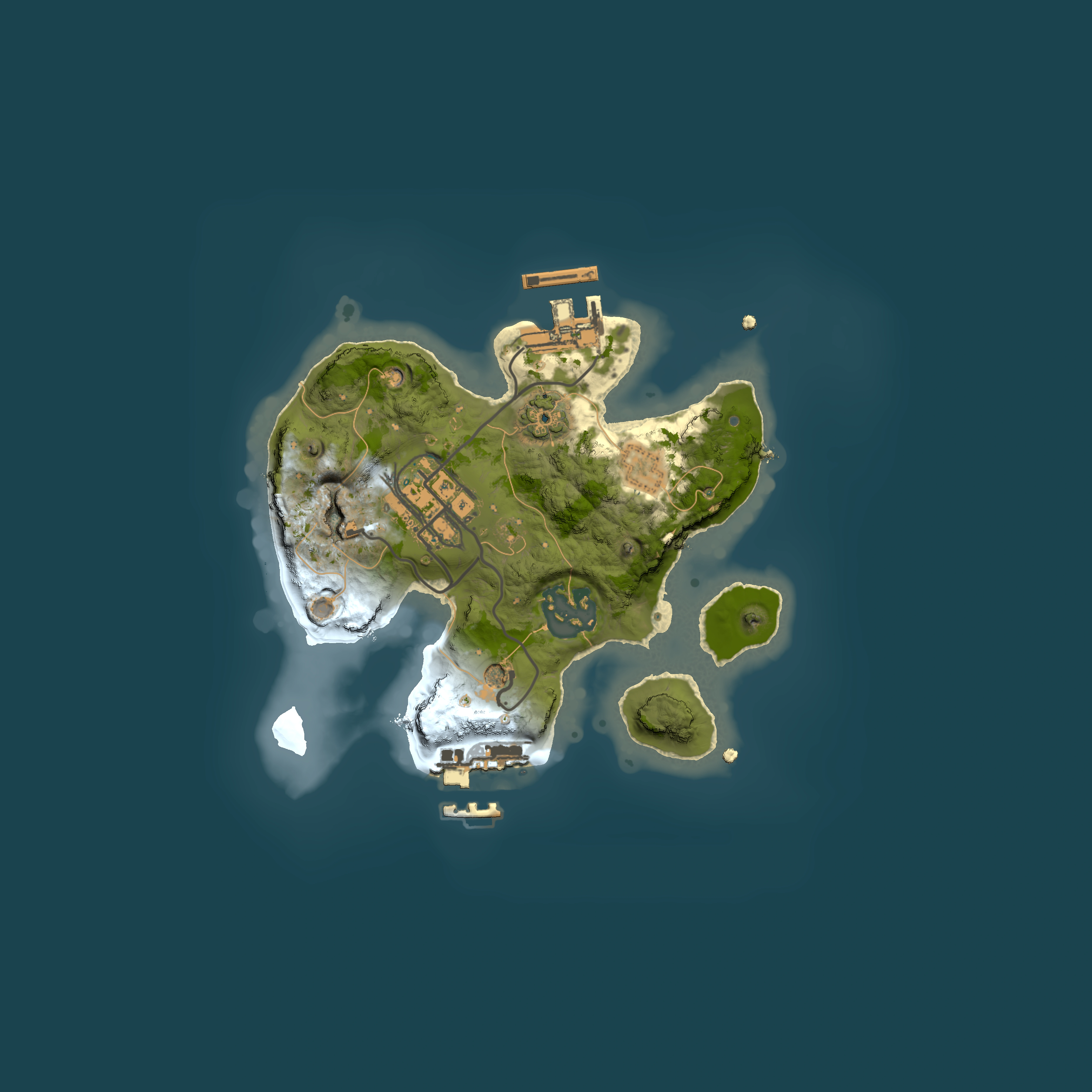 Full top-down render of Rust map seed 1673367636, 2000x2000m