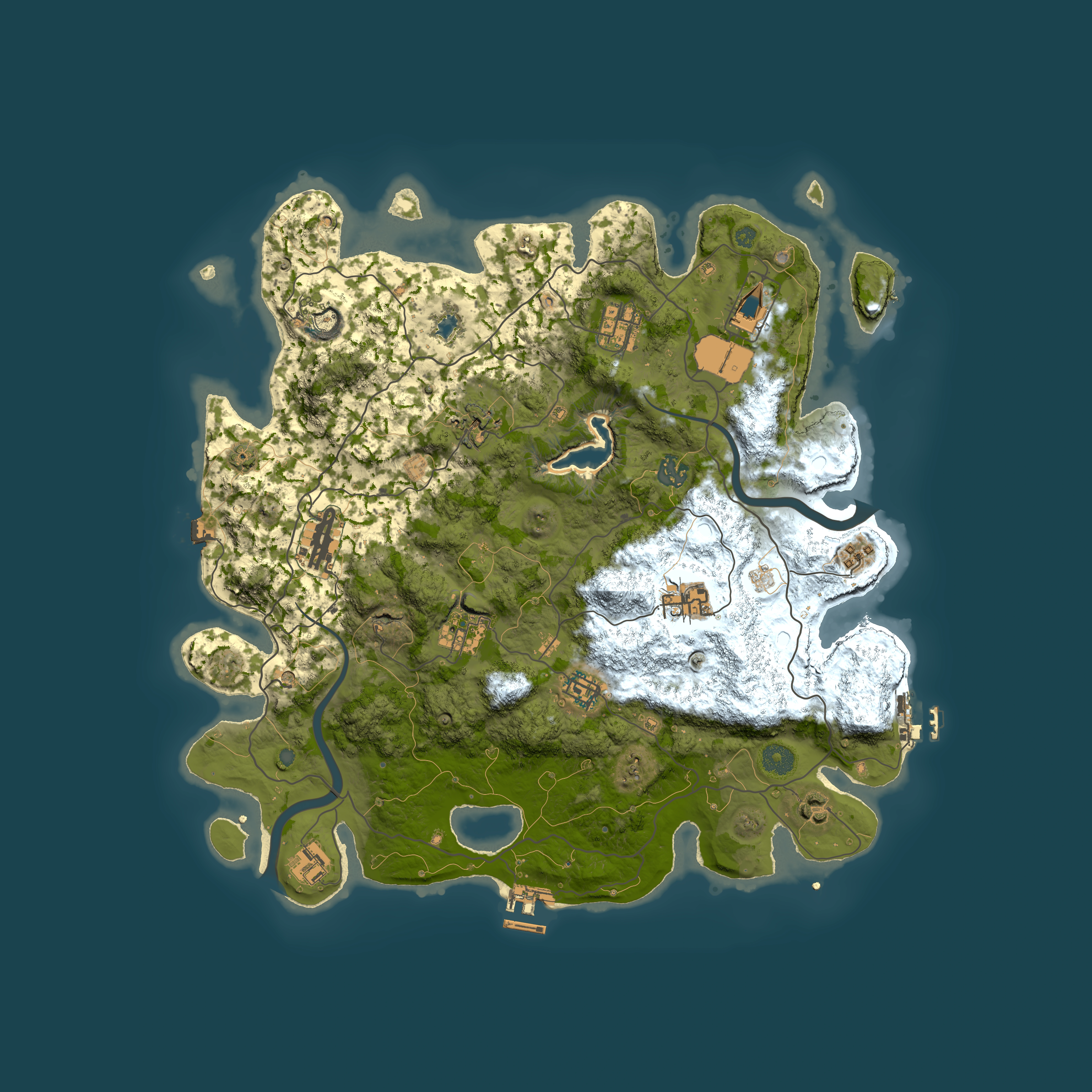 Full top-down render of Rust map seed 1610439844, 4000x4000m