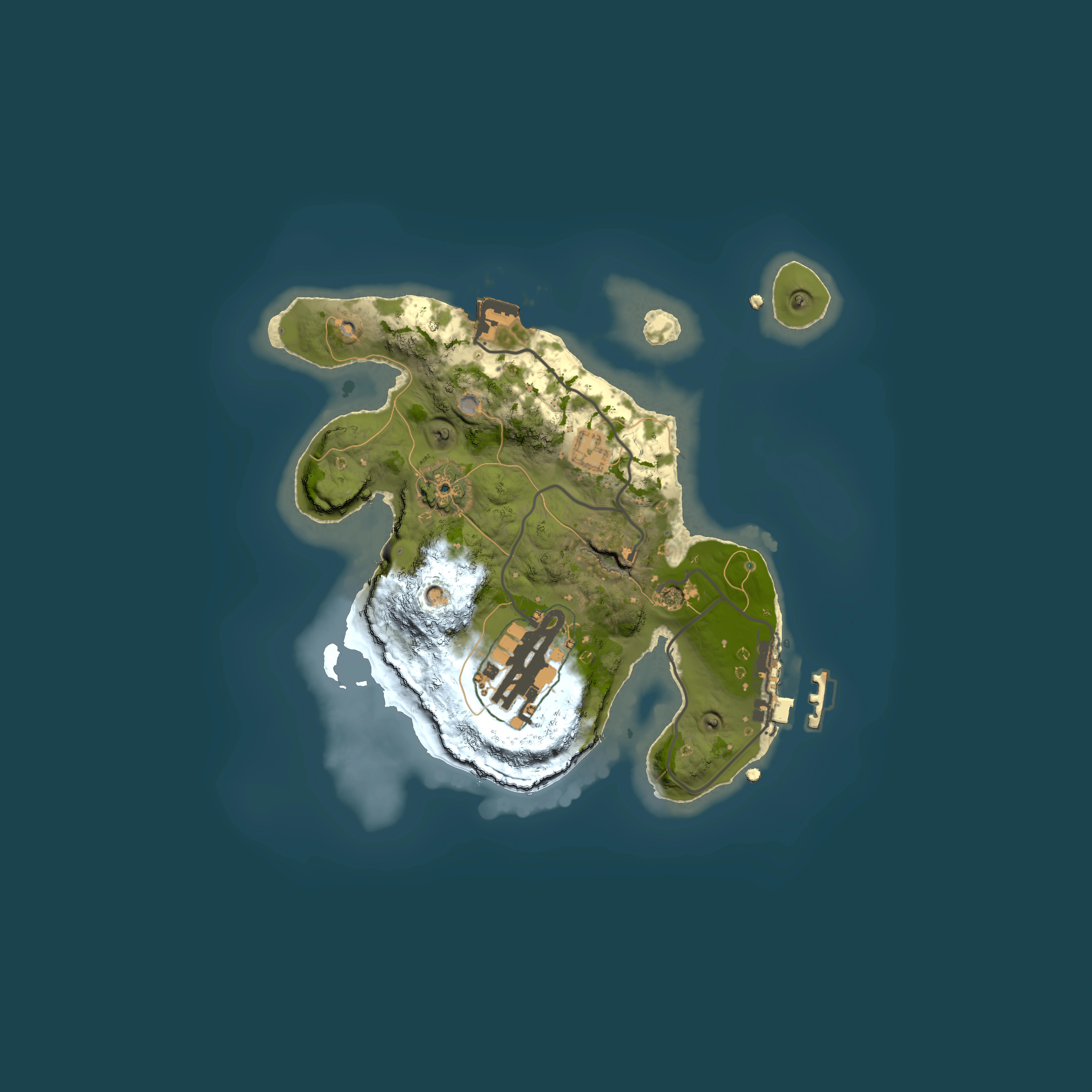 Full top-down render of Rust map seed 36763873, 2000x2000m