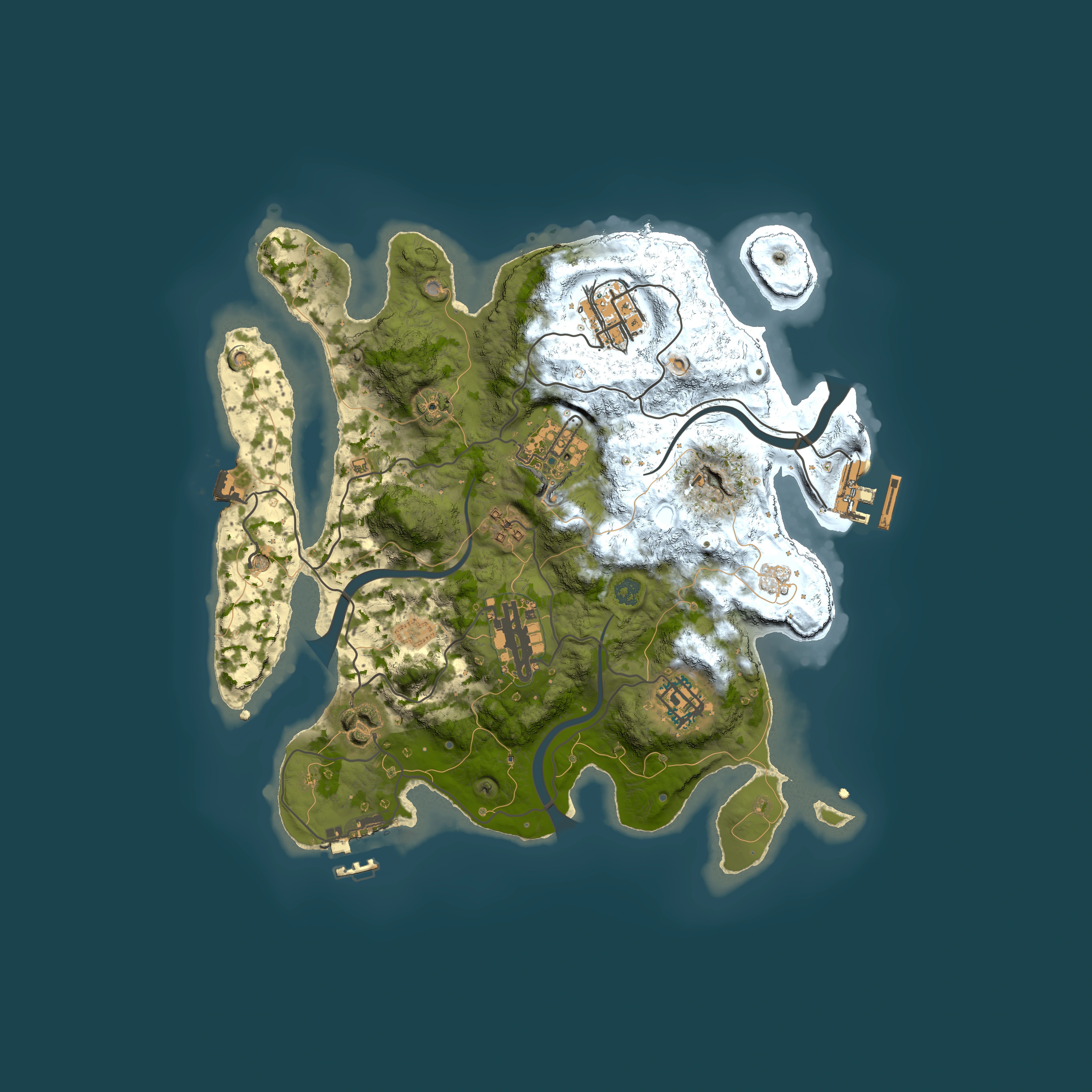 Full top-down render of Rust map seed 1583957145, 3000x3000m