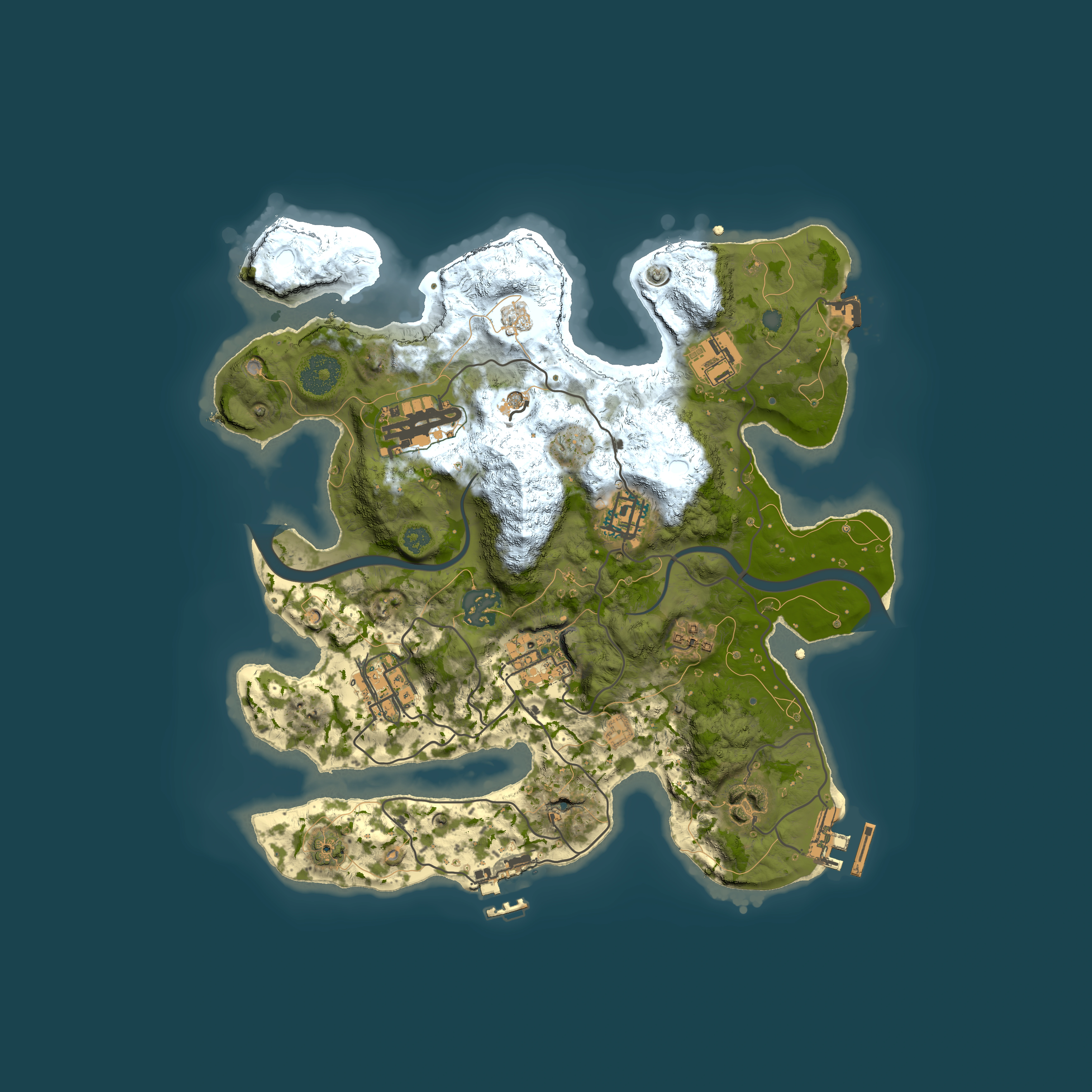 Full top-down render of Rust map seed 1400868650, 3000x3000m
