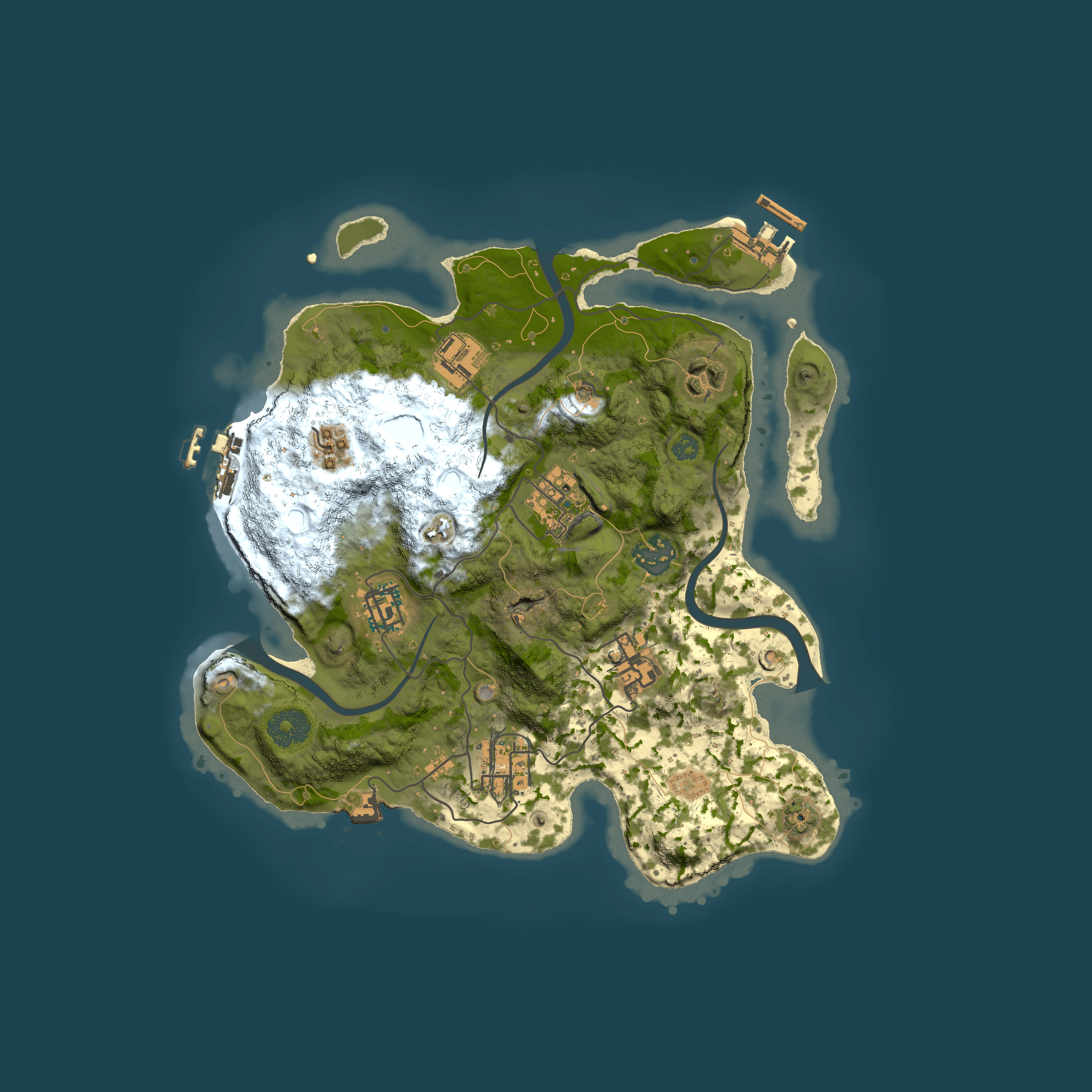 Full top-down render of Rust map seed 87410926, 3000x3000m