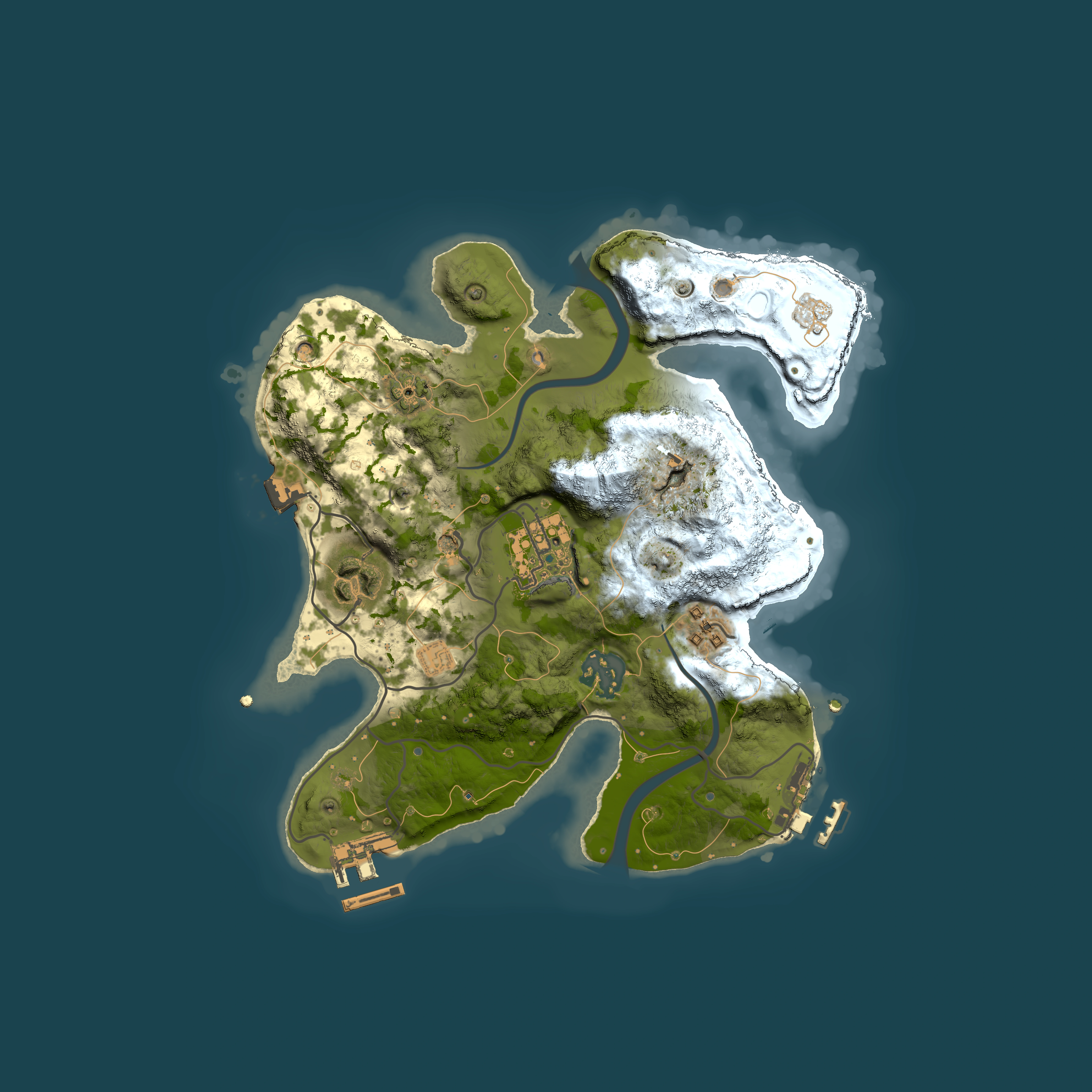 Full top-down render of Rust map seed 377436762, 2500x2500m