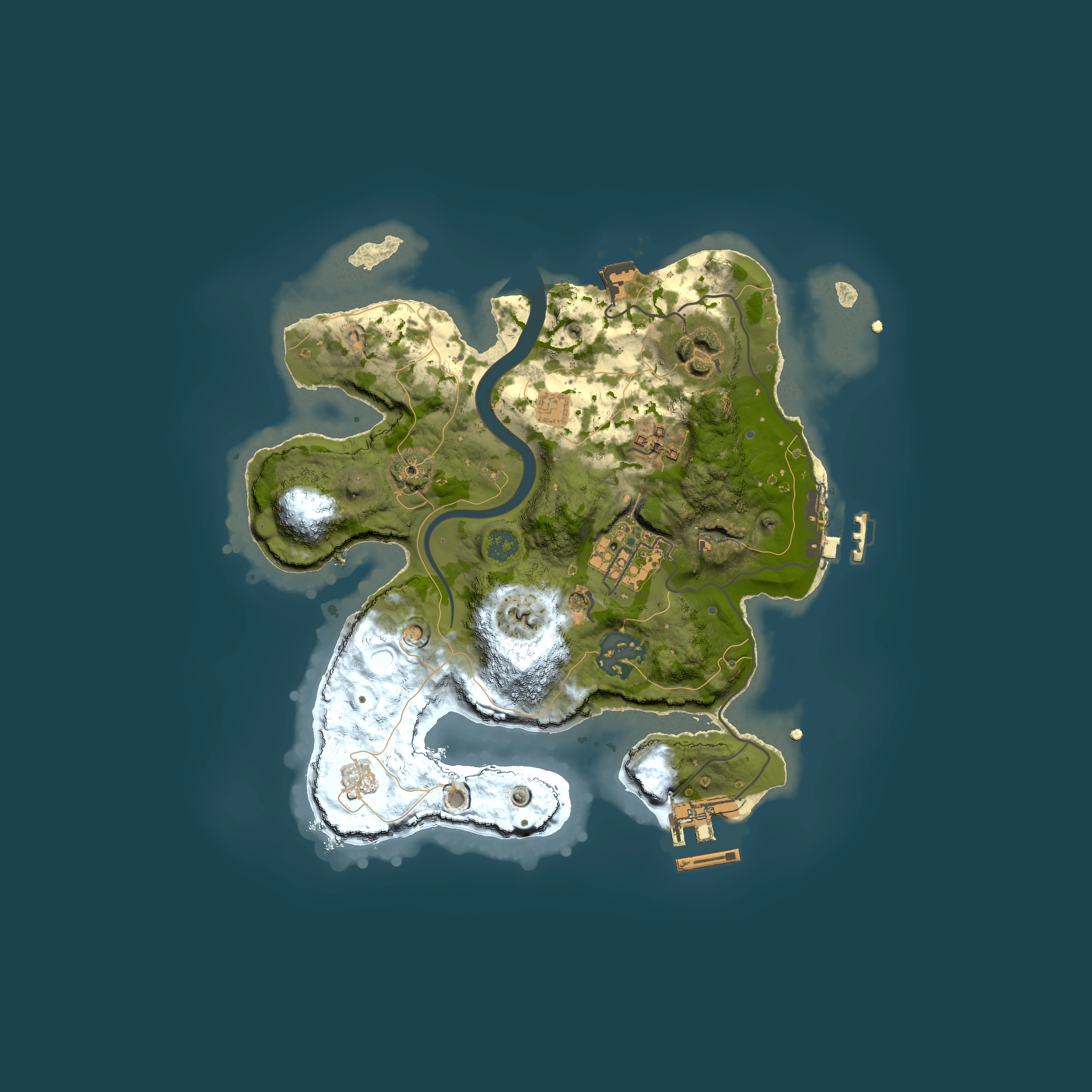 Full top-down render of Rust map seed 1467032207, 2500x2500m