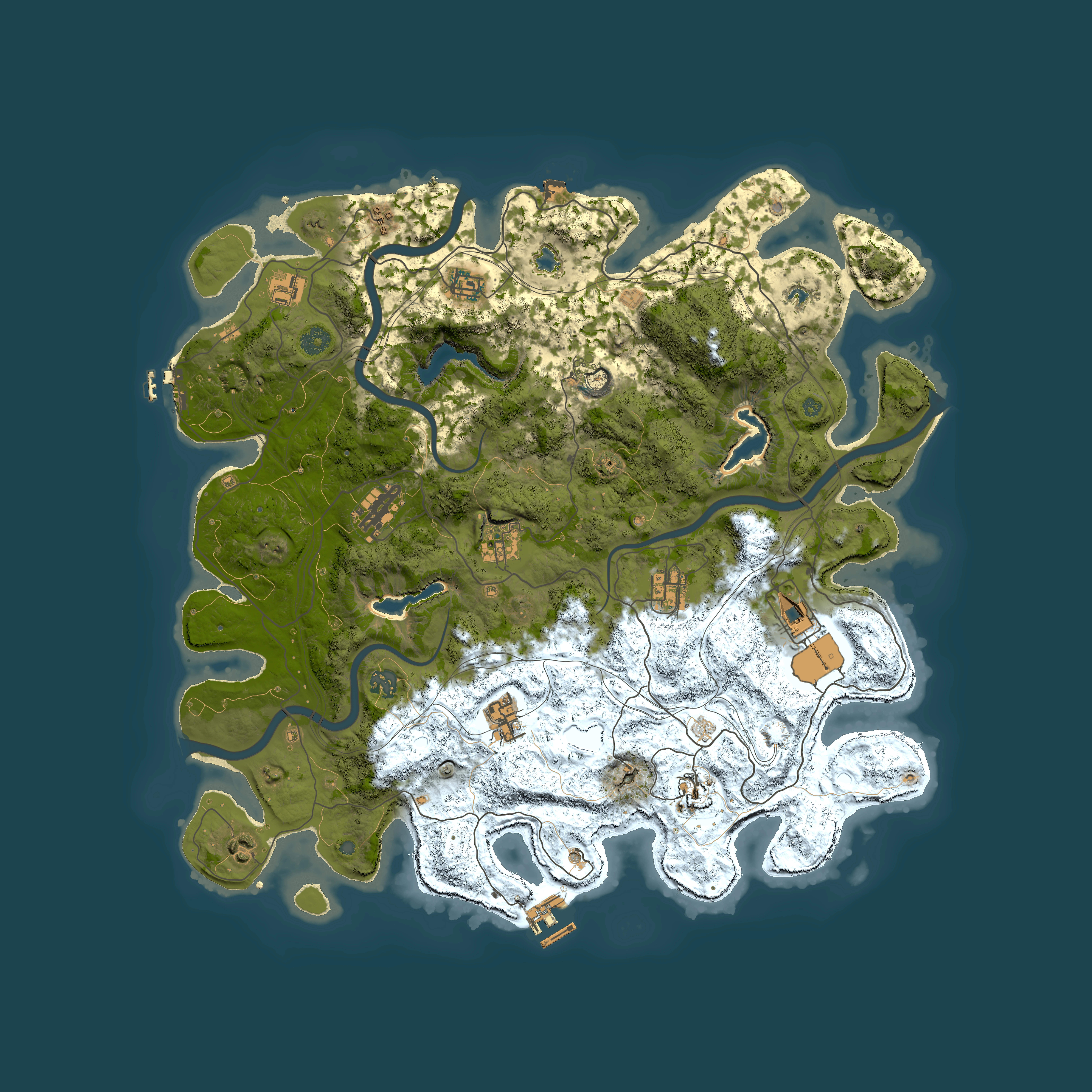 Full top-down render of Rust map seed 1922309093, 4500x4500m