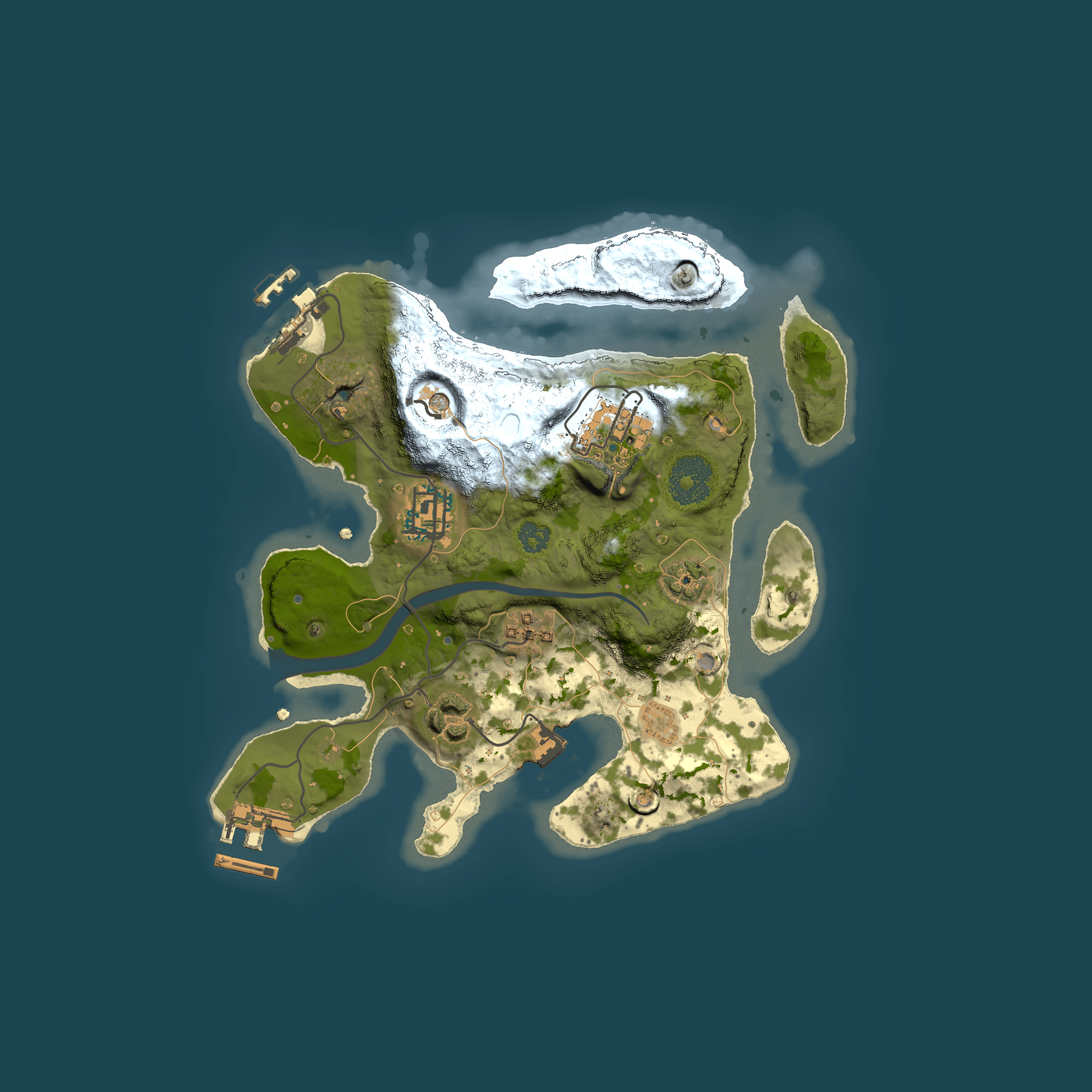 Full top-down render of Rust map seed 1033851381, 2500x2500m