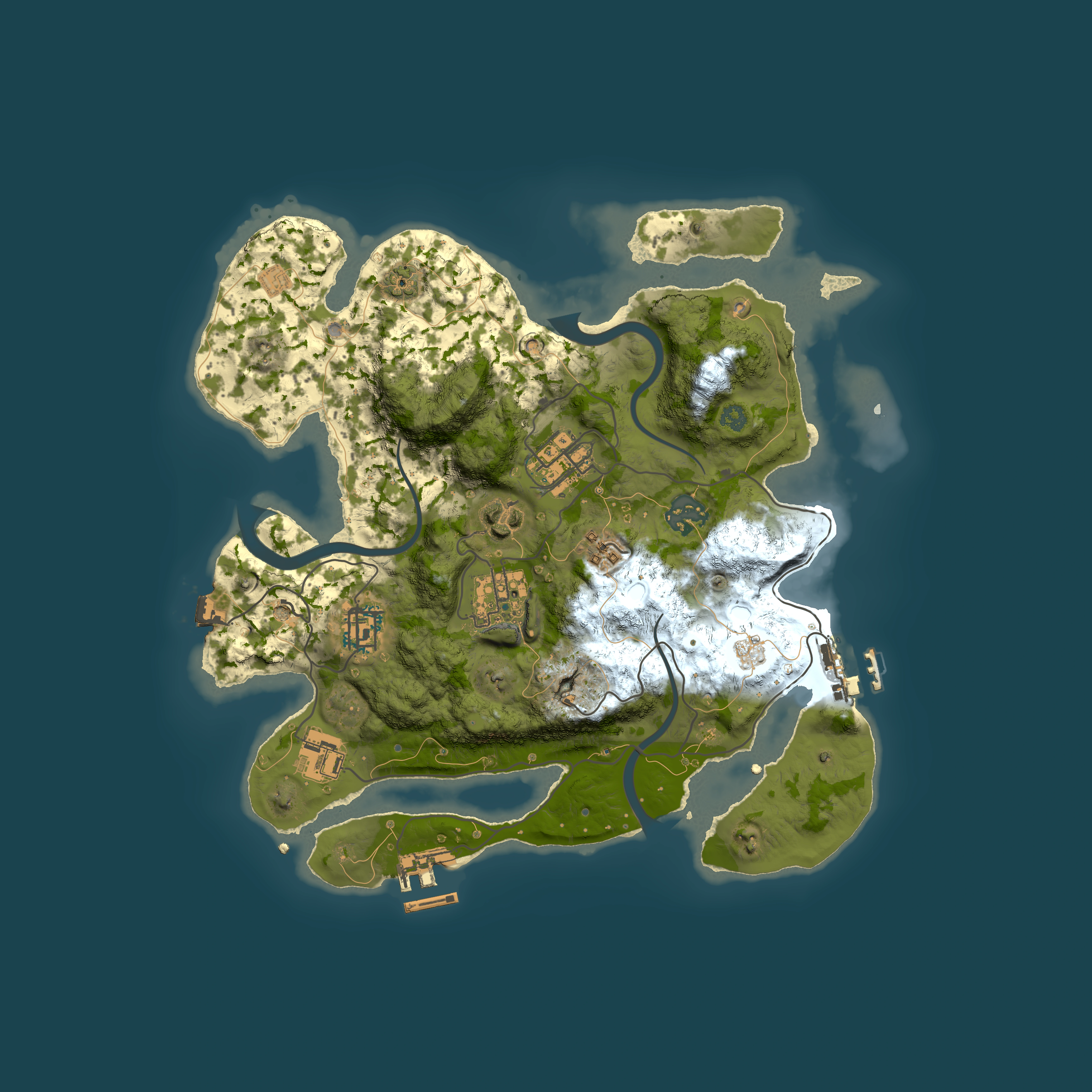 Full top-down render of Rust map seed 1409615775, 3000x3000m