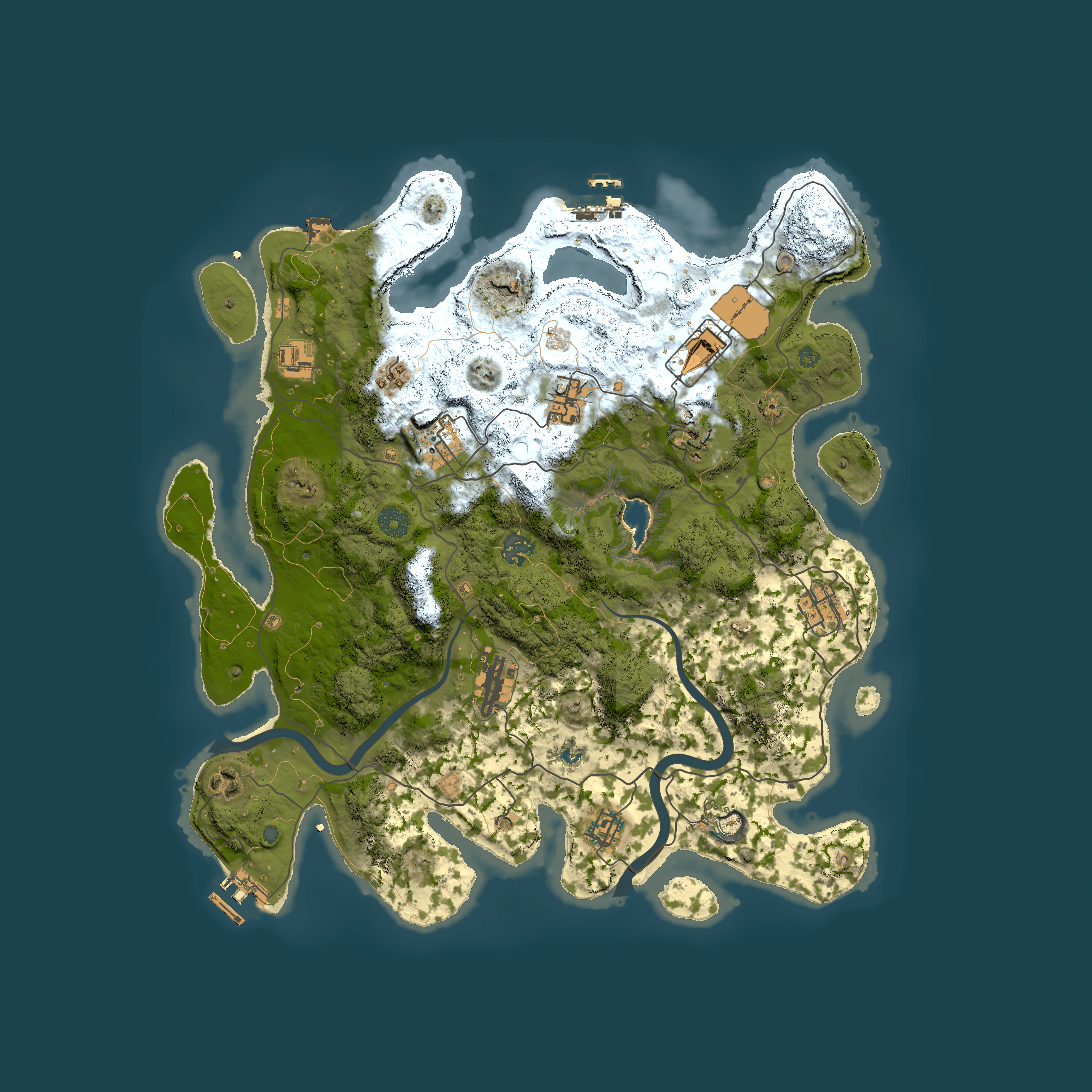 Full top-down render of Rust map seed 1147414817, 4000x4000m