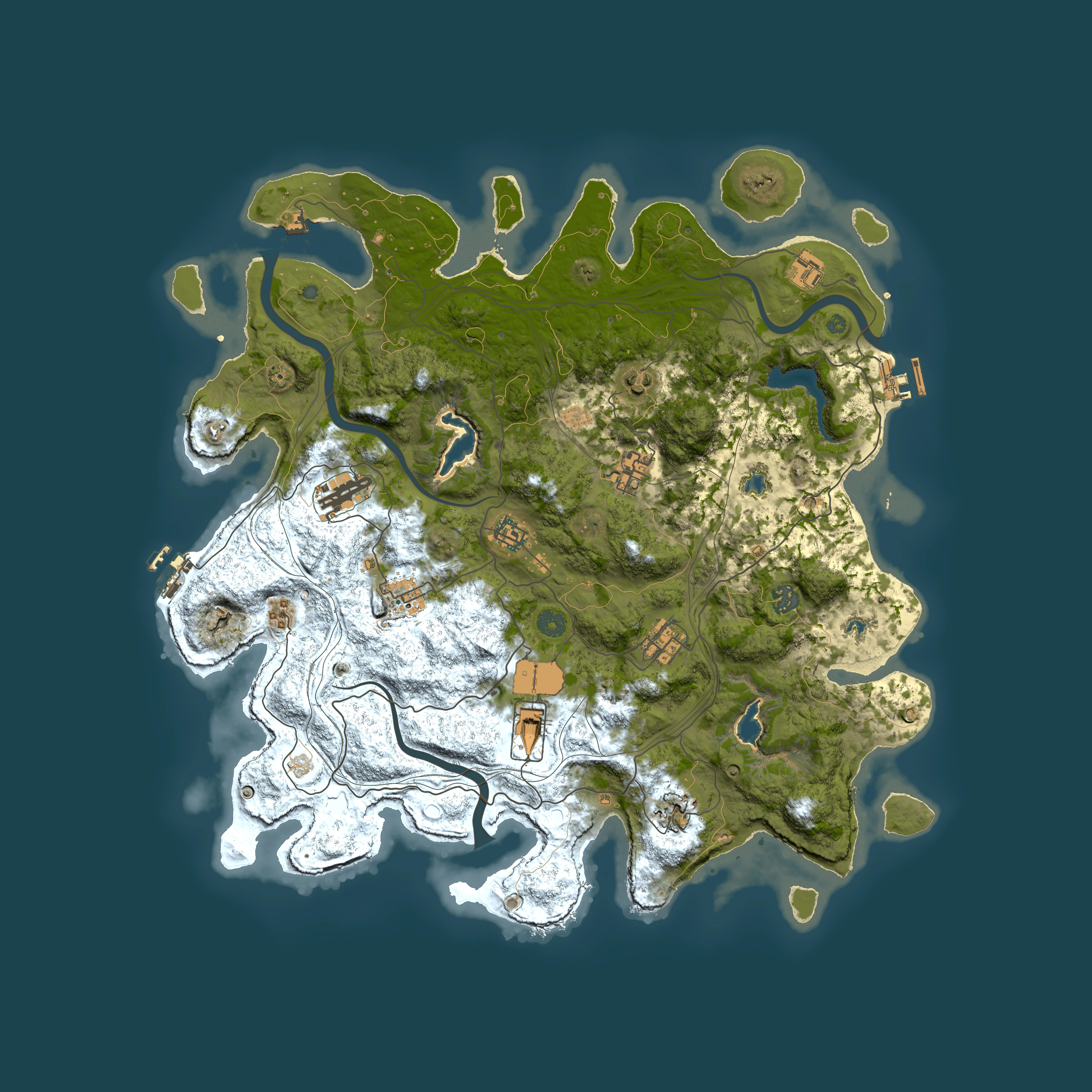 Full top-down render of Rust map seed 1383514448, 4500x4500m