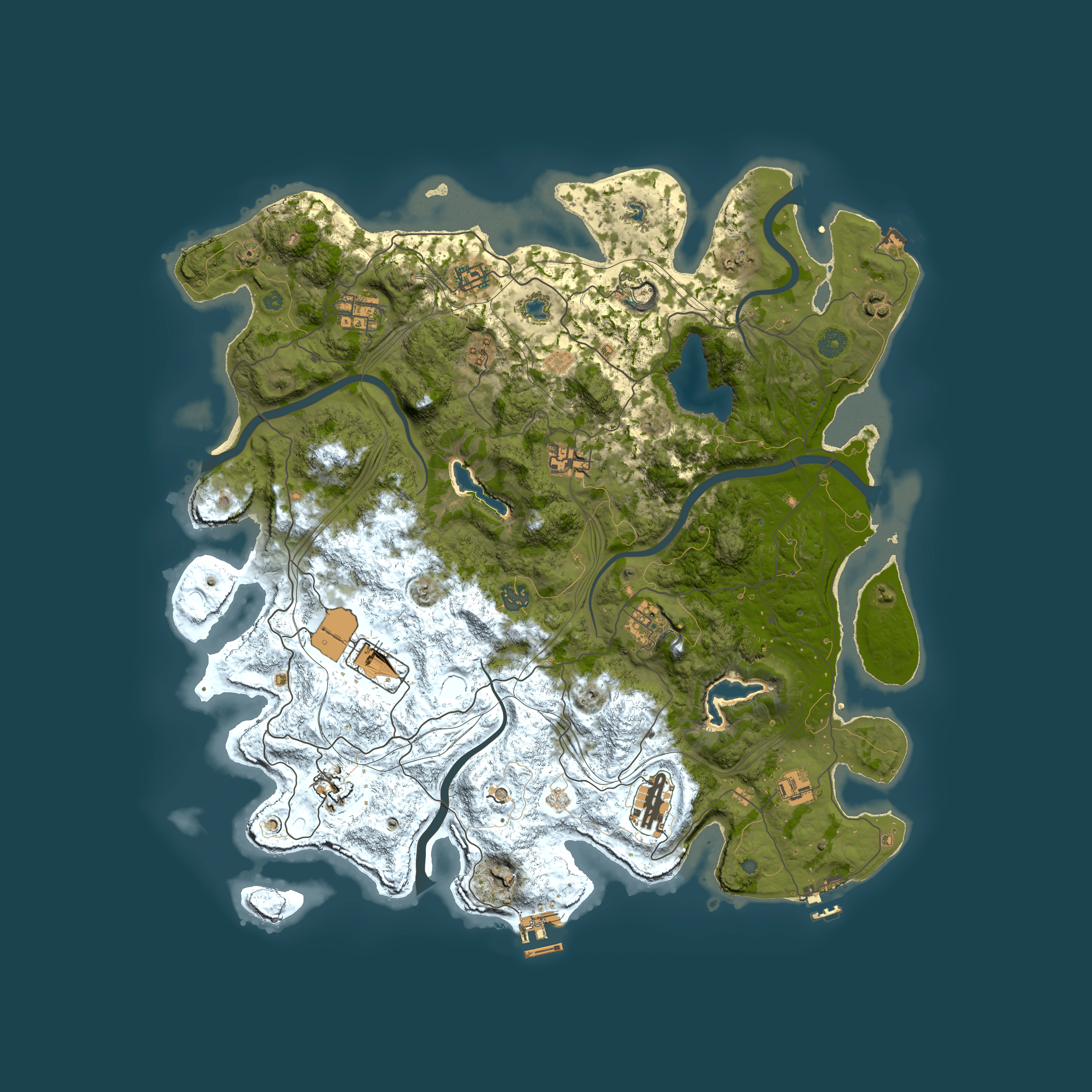Full top-down render of Rust map seed 1190640768, 4500x4500m