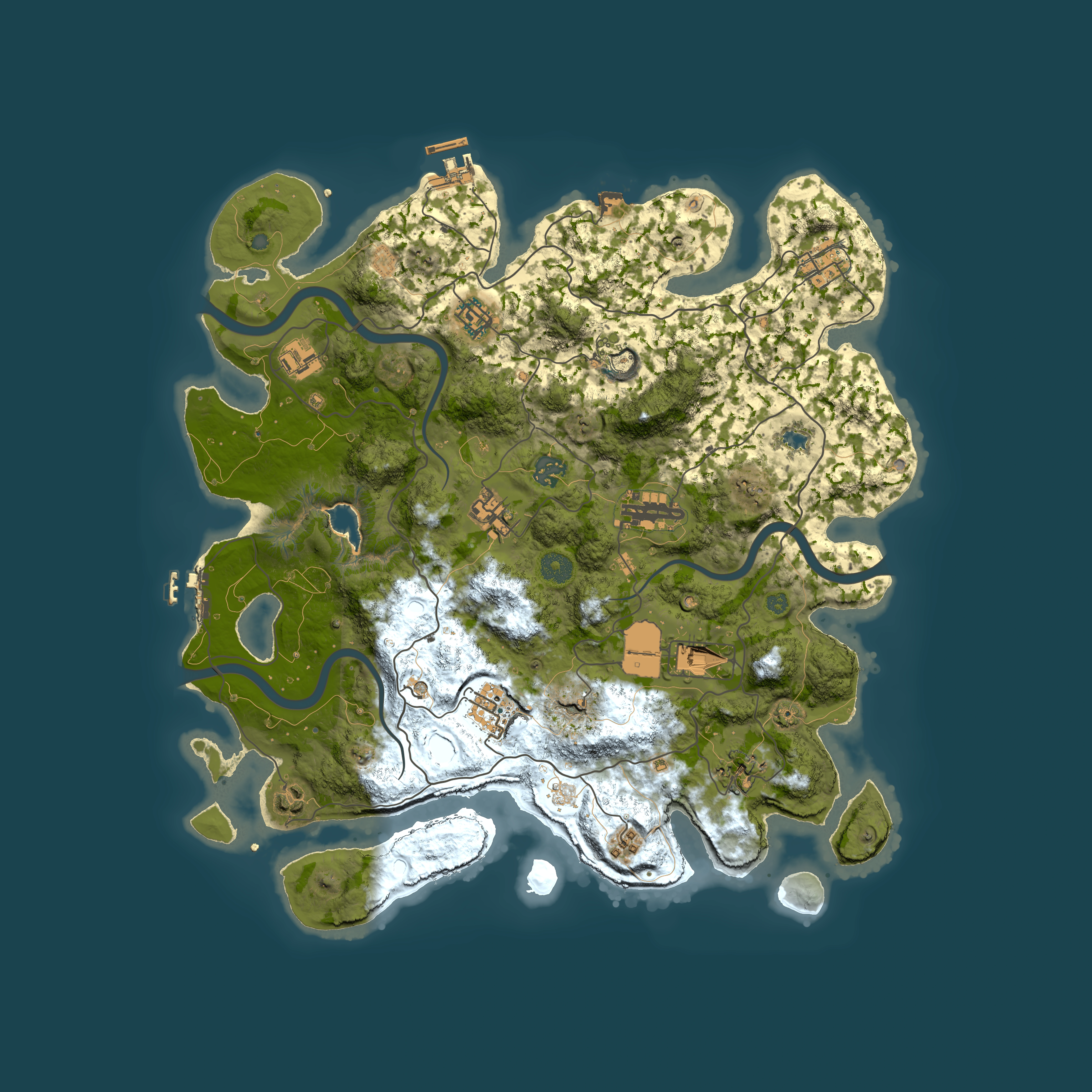 Full top-down render of Rust map seed 464493719, 4000x4000m