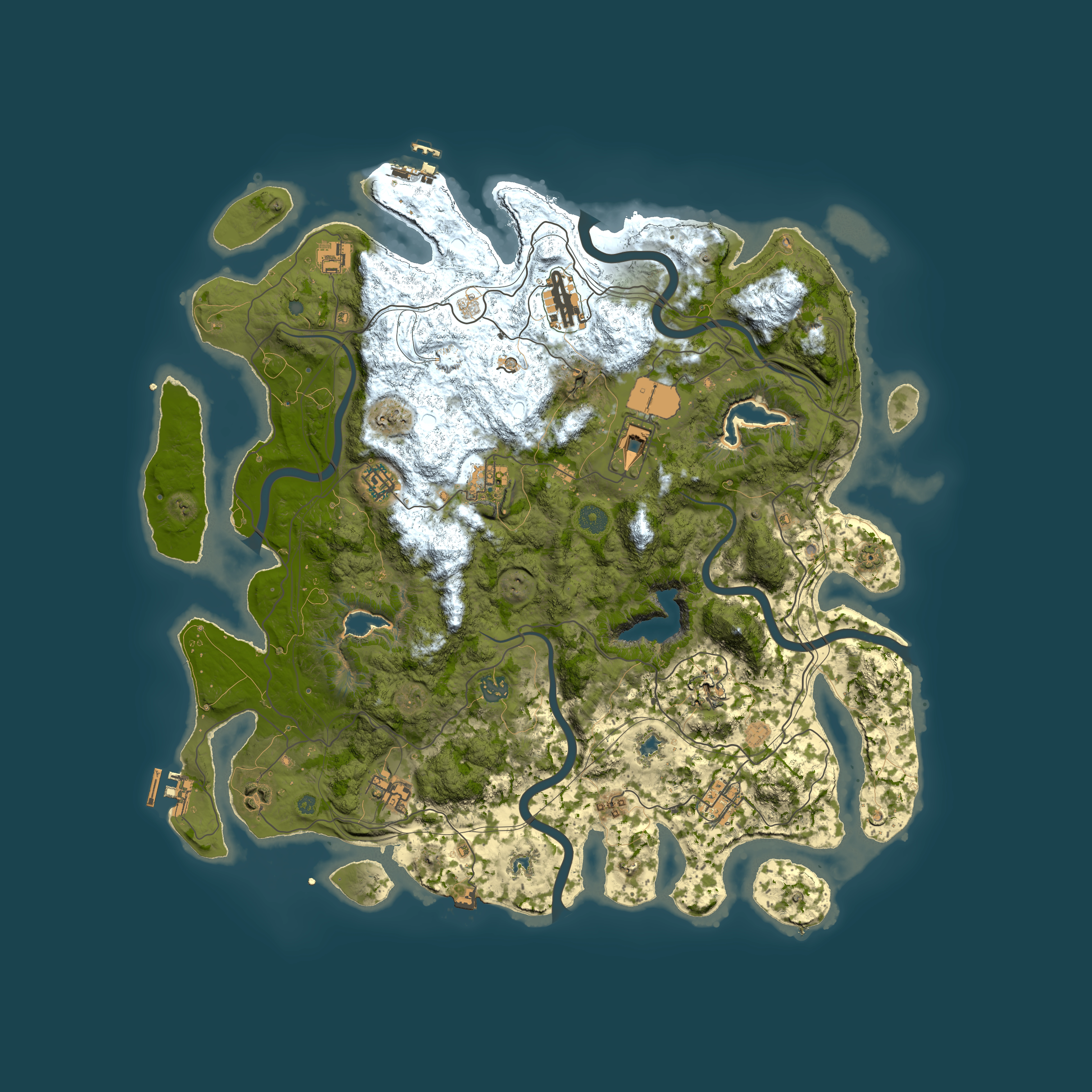Full top-down render of Rust map seed 86851742, 4500x4500m