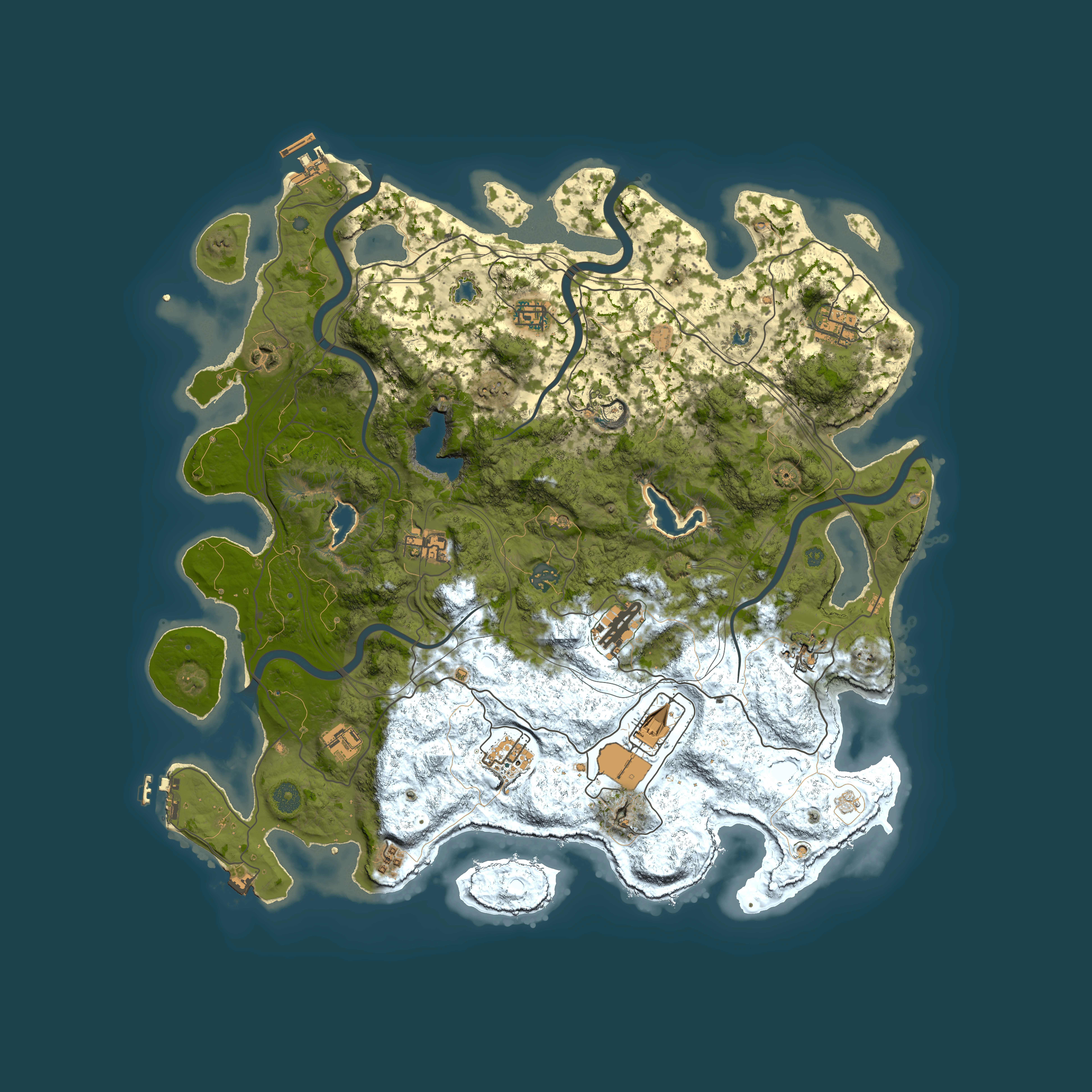 Full top-down render of Rust map seed 932275299, 4500x4500m