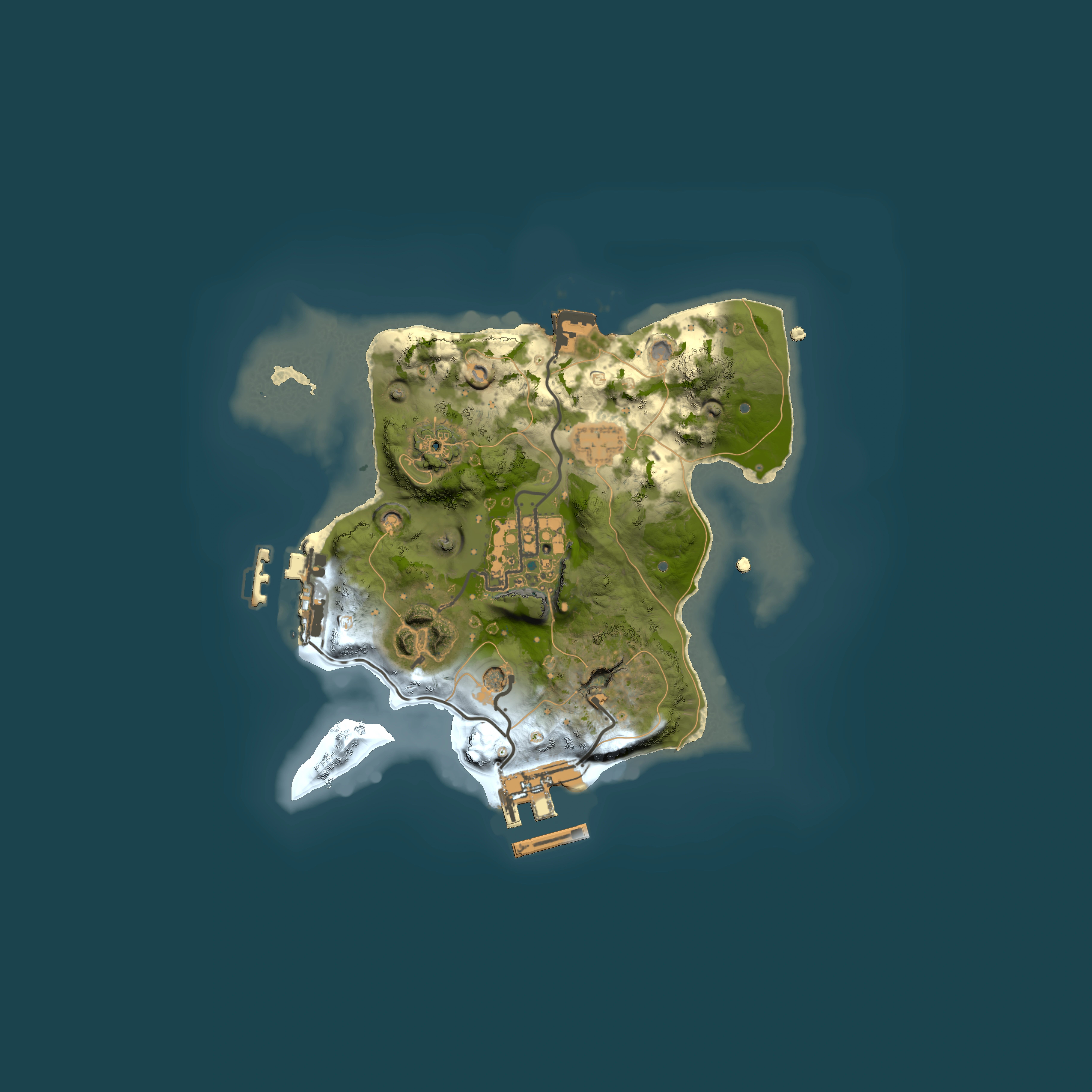 Full top-down render of Rust map seed 664350787, 2000x2000m