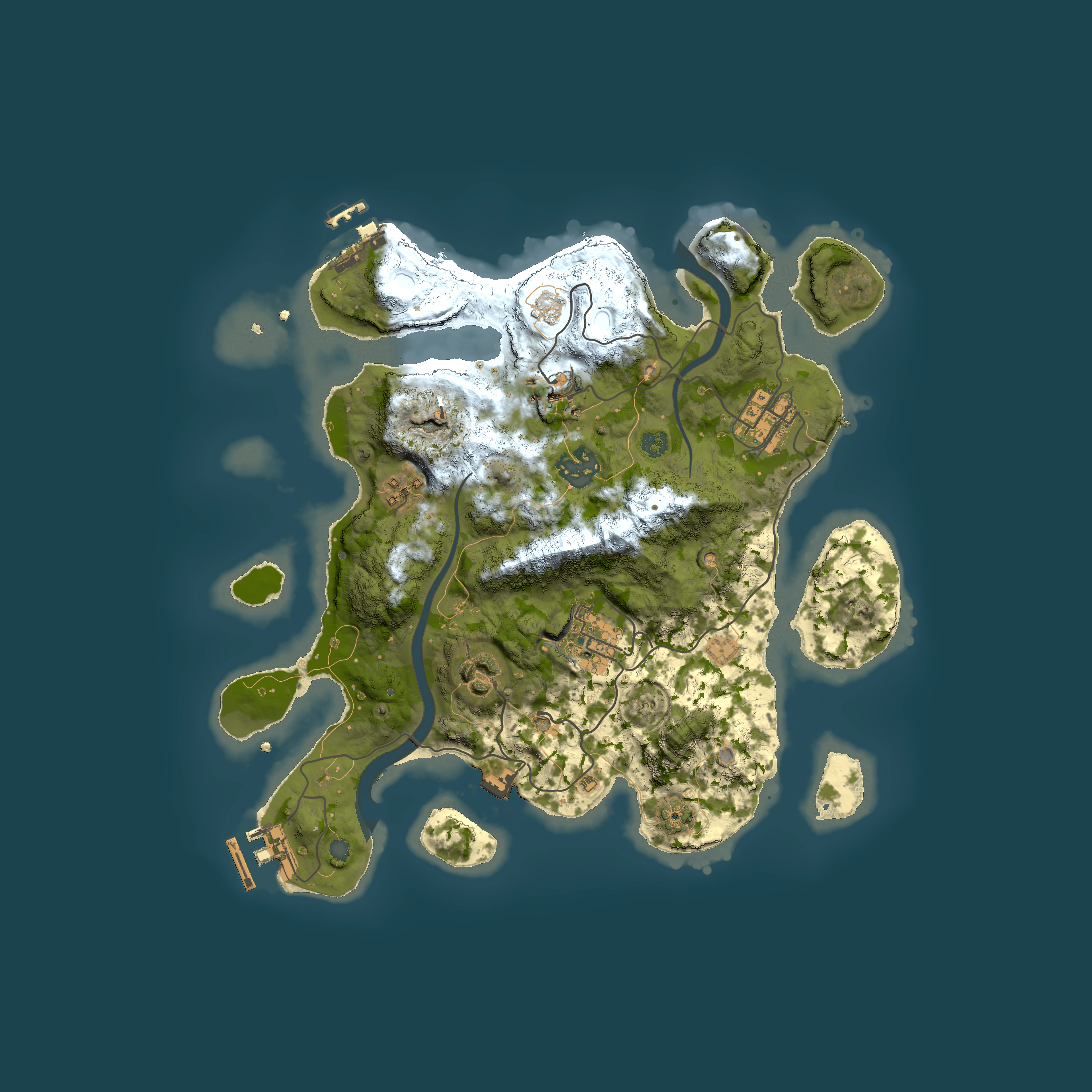 Full top-down render of Rust map seed 1170445452, 3000x3000m