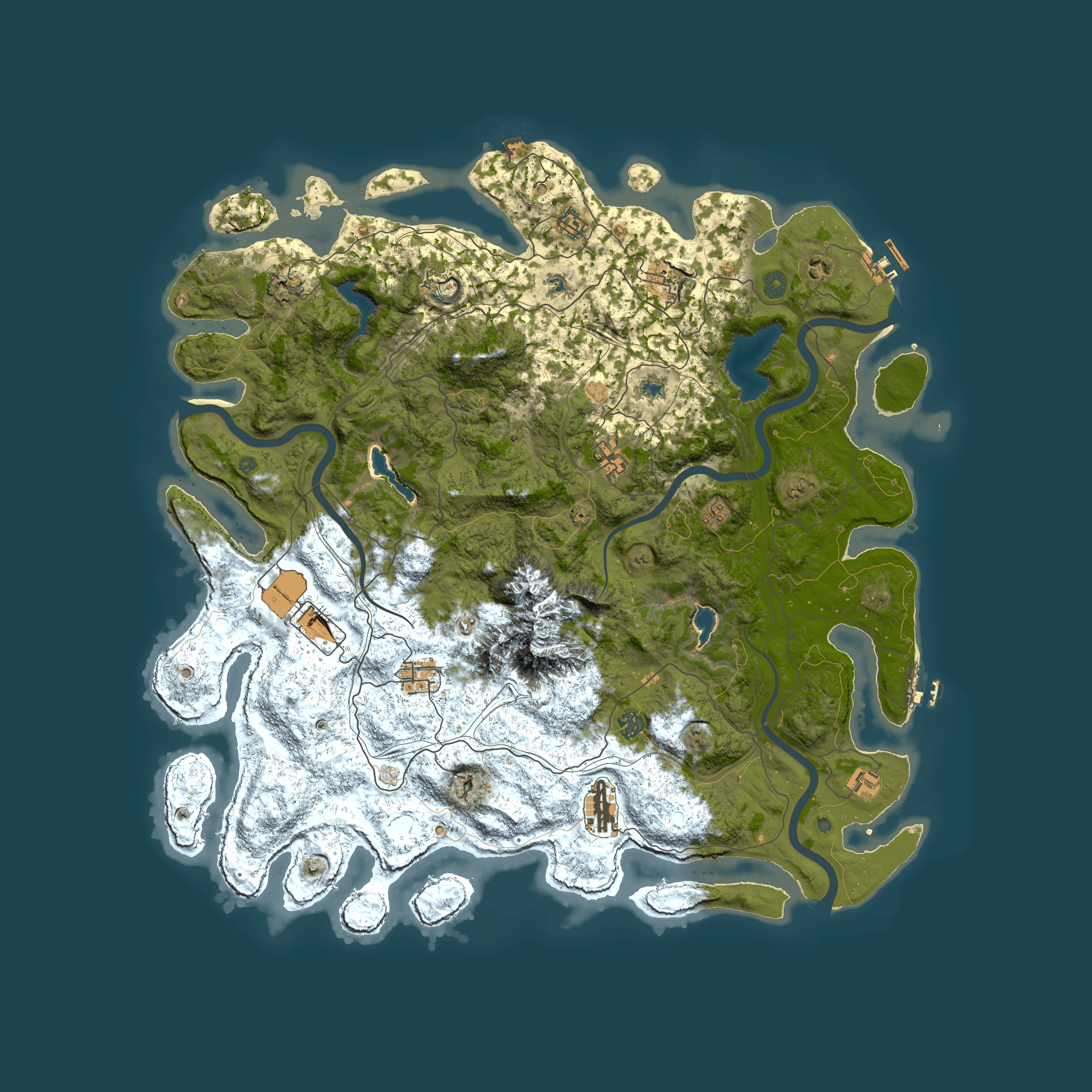 Full top-down render of Rust map seed 1567618444, 5000x5000m