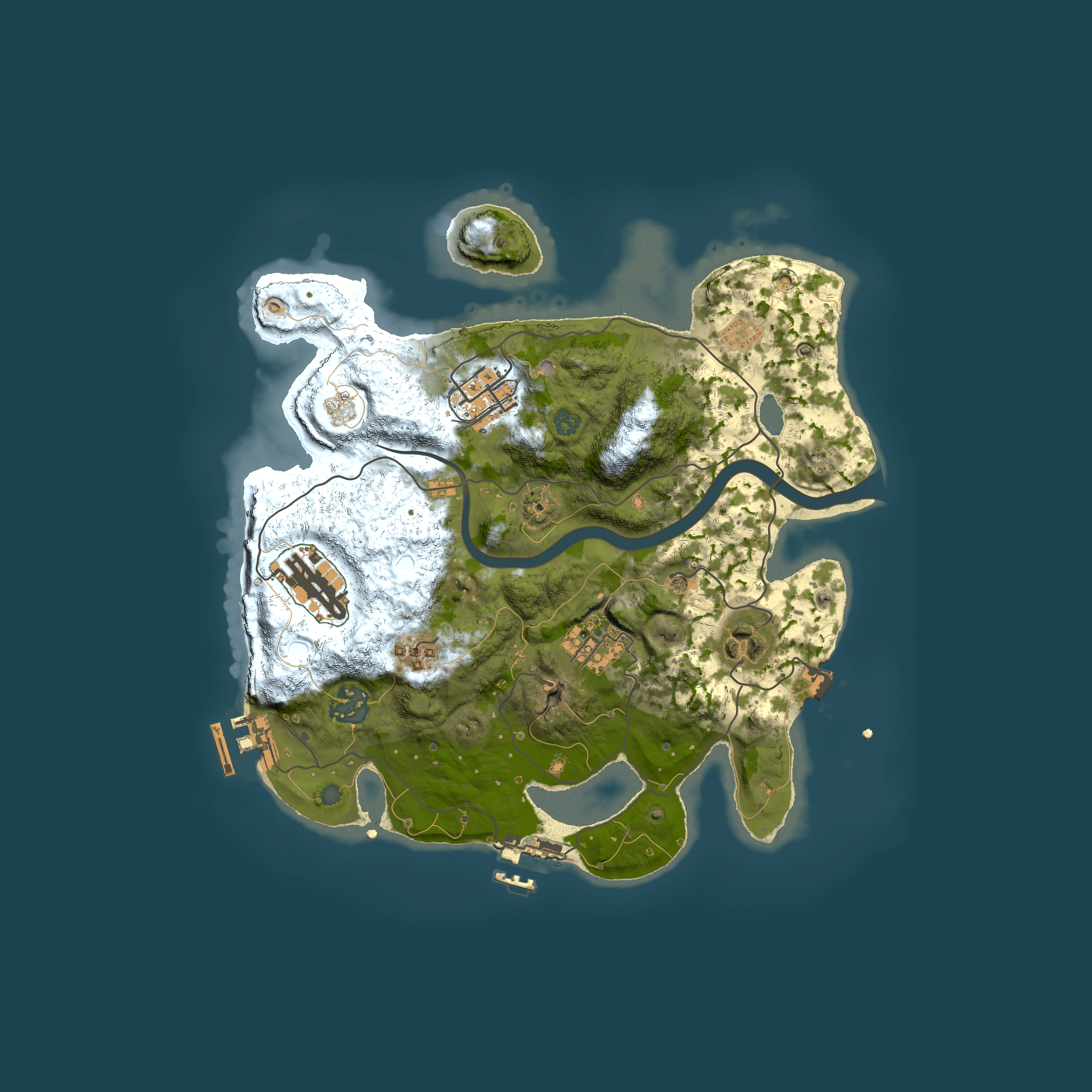 Full top-down render of Rust map seed 966516432, 3000x3000m