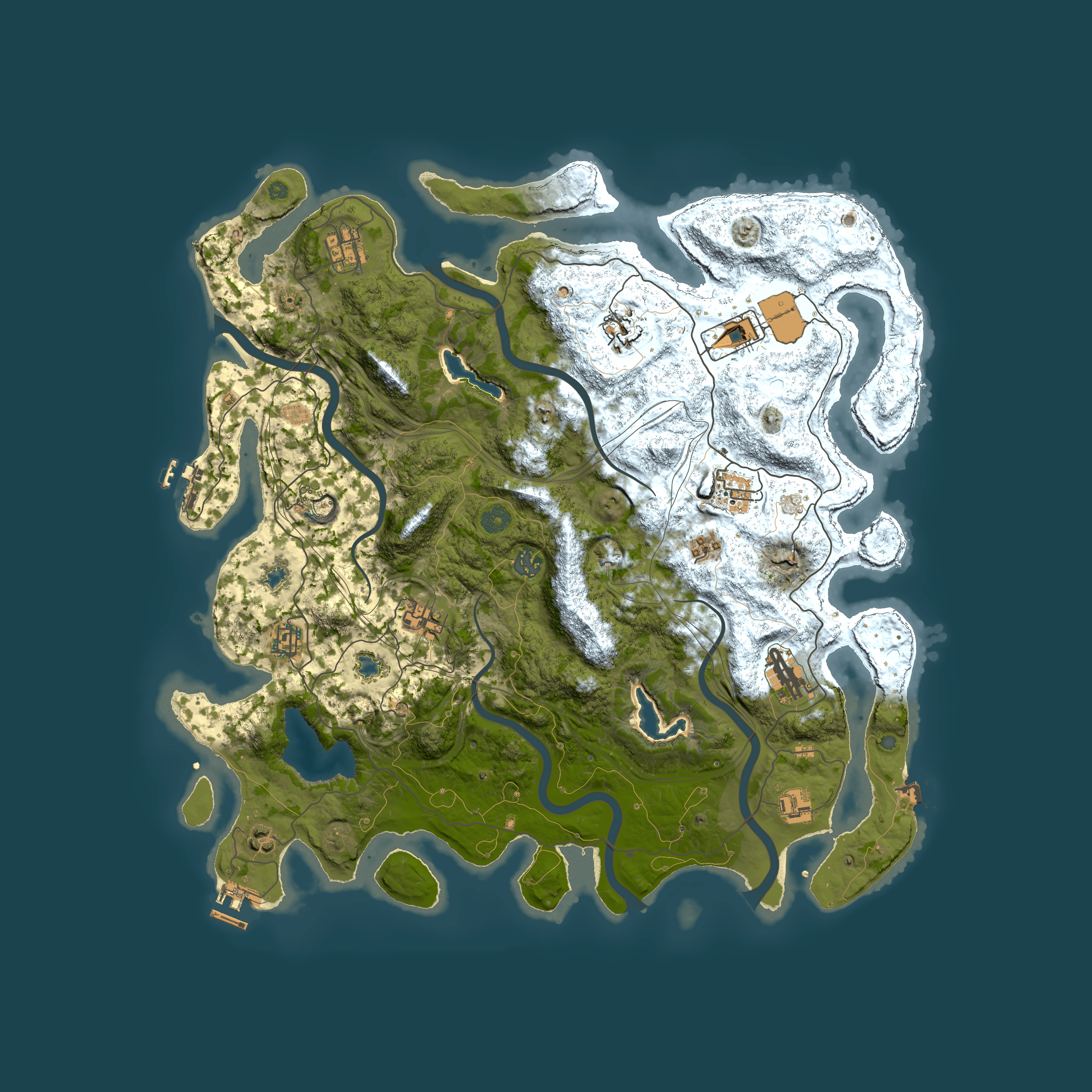 Full top-down render of Rust map seed 1001215767, 4500x4500m