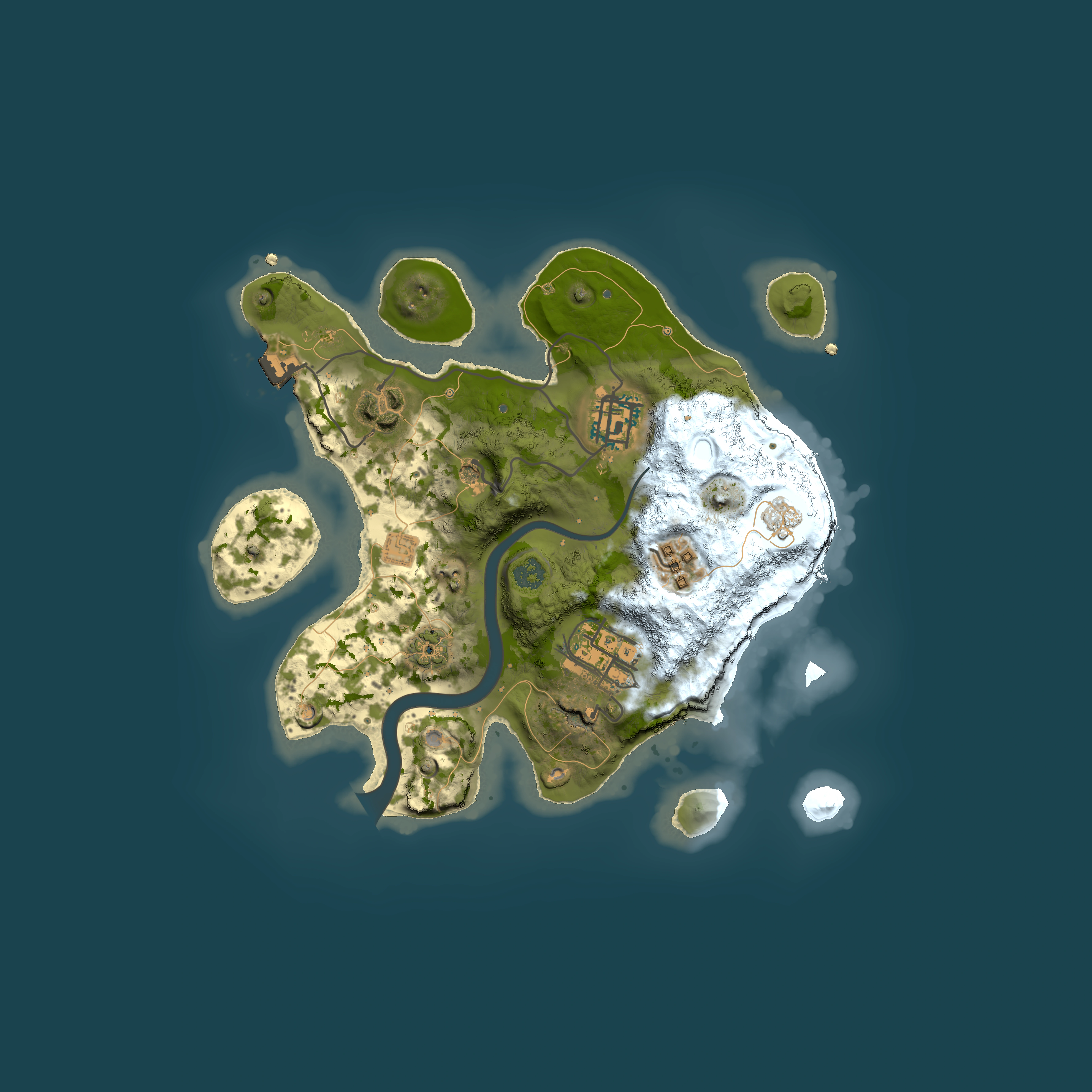 Full top-down render of Rust map seed 1526890172, 2500x2500m