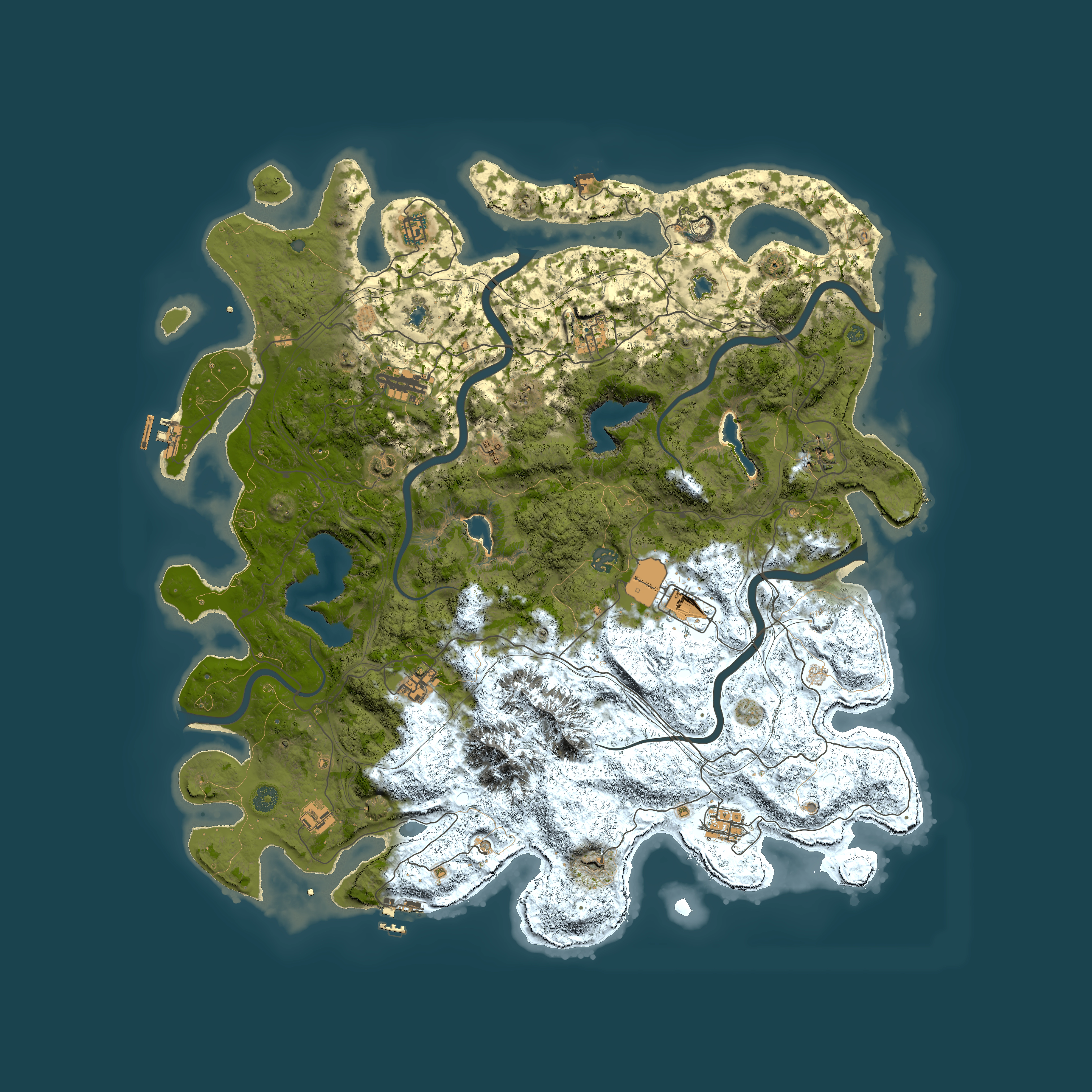 Full top-down render of Rust map seed 1585798603, 5000x5000m