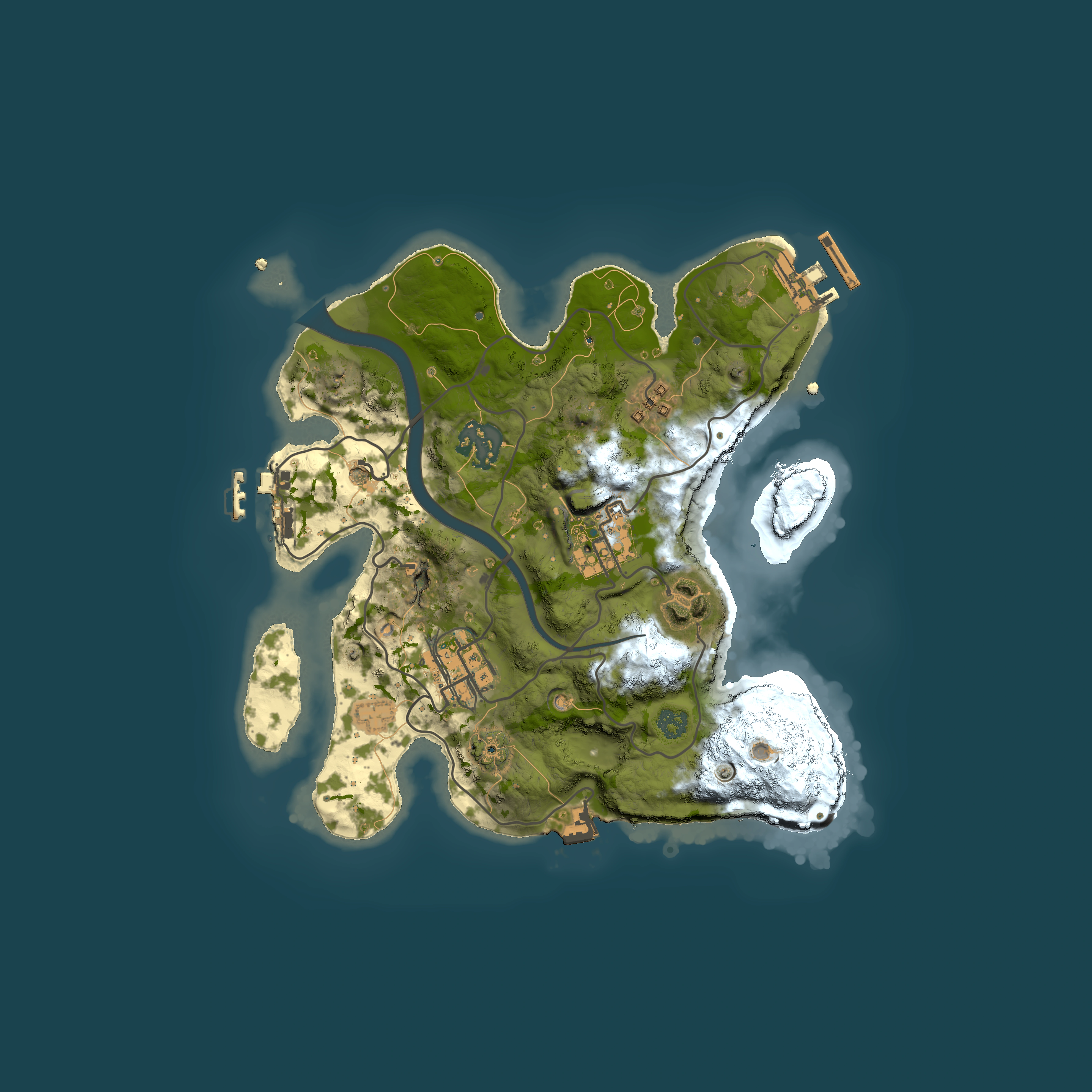 Full top-down render of Rust map seed 777192116, 2500x2500m