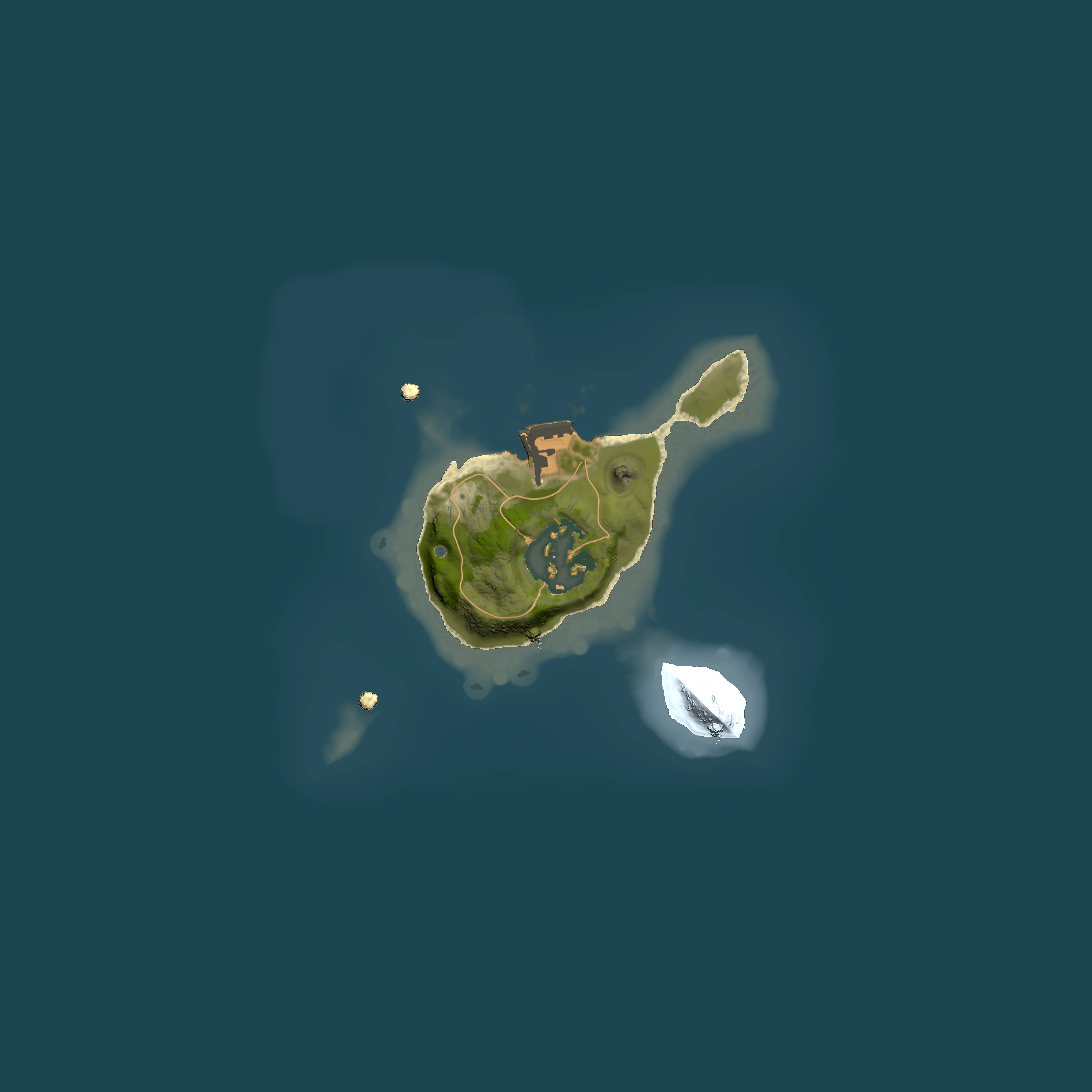 Full top-down render of Rust map seed 1528684690, 1500x1500m