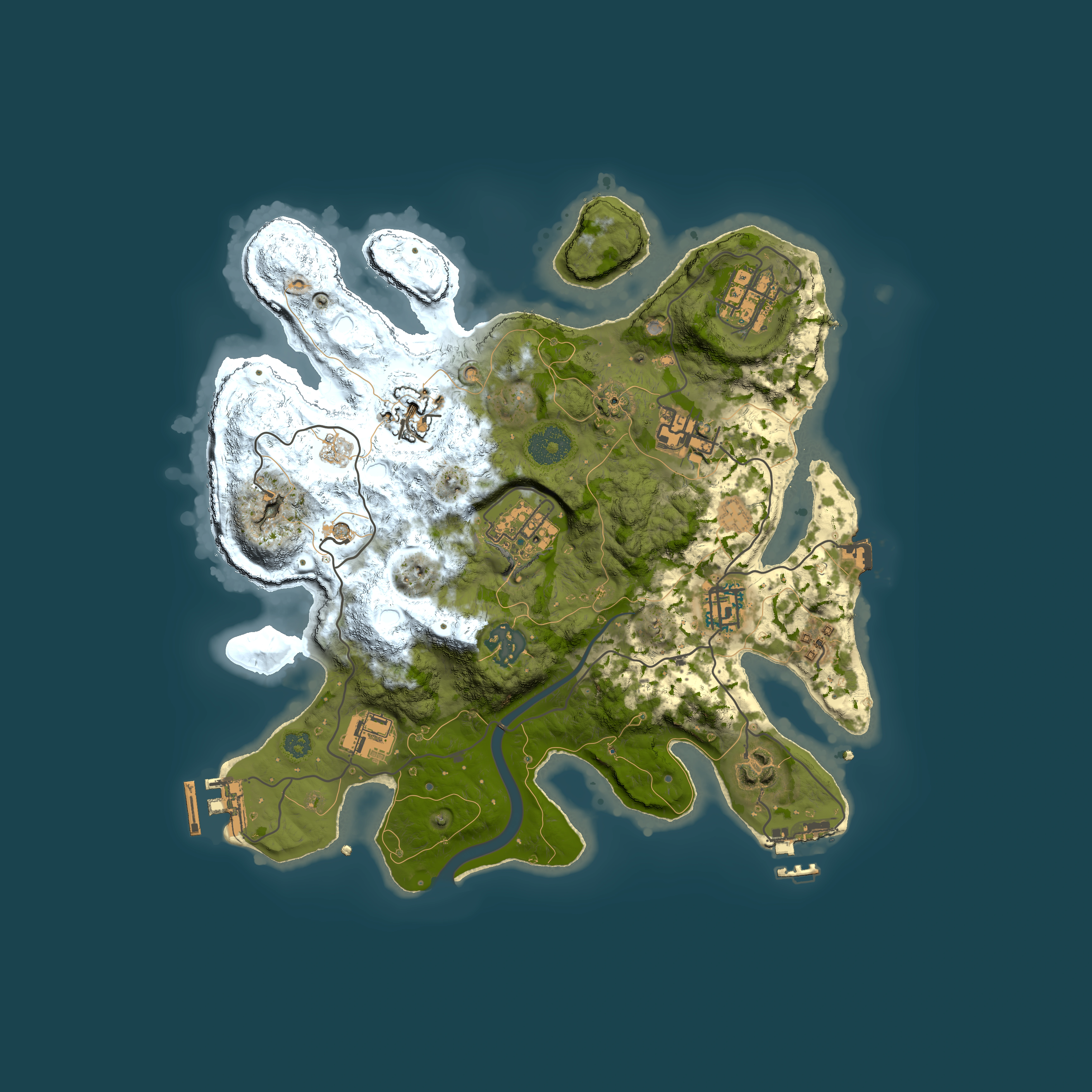 Full top-down render of Rust map seed 920329933, 3000x3000m