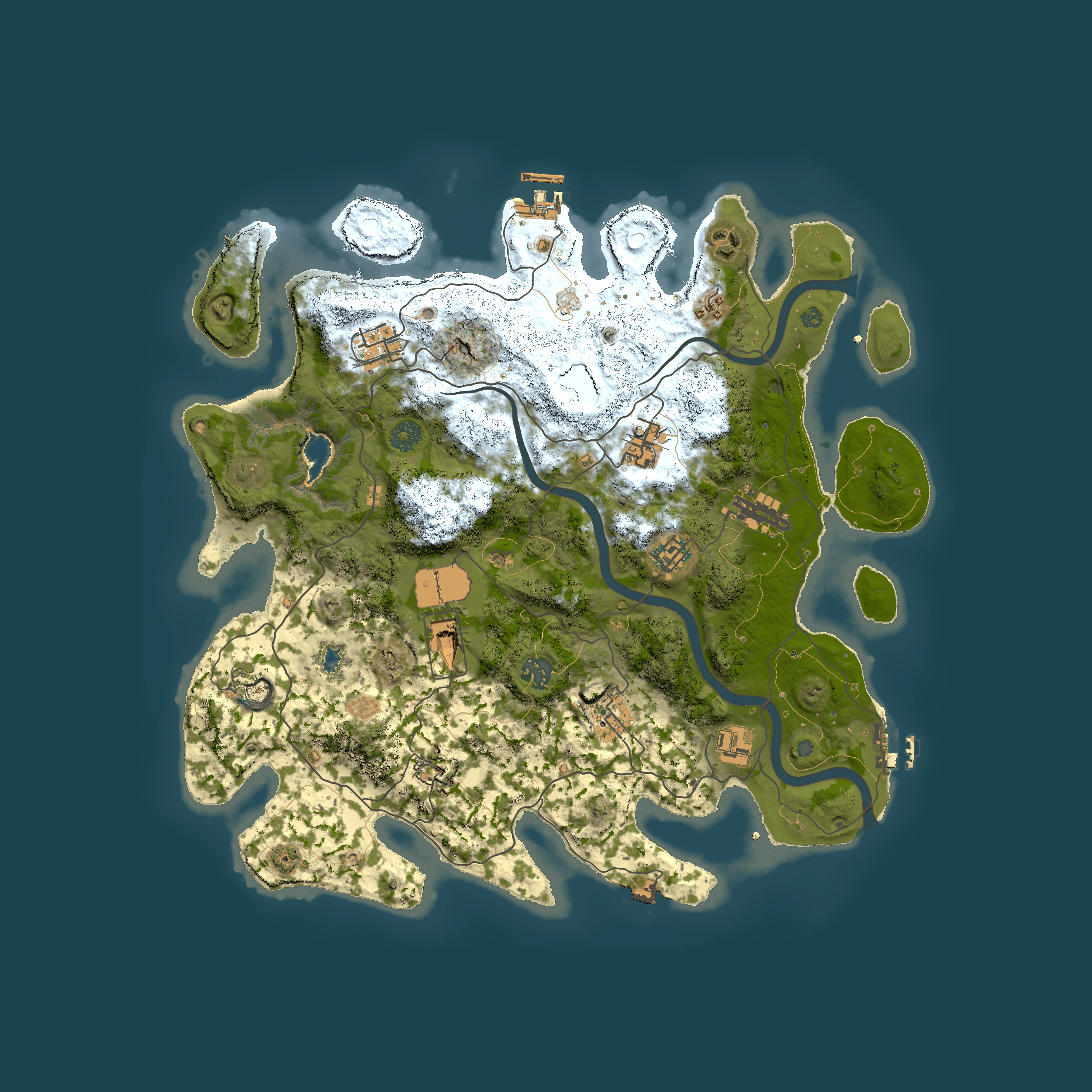 Full top-down render of Rust map seed 1129634347, 4000x4000m