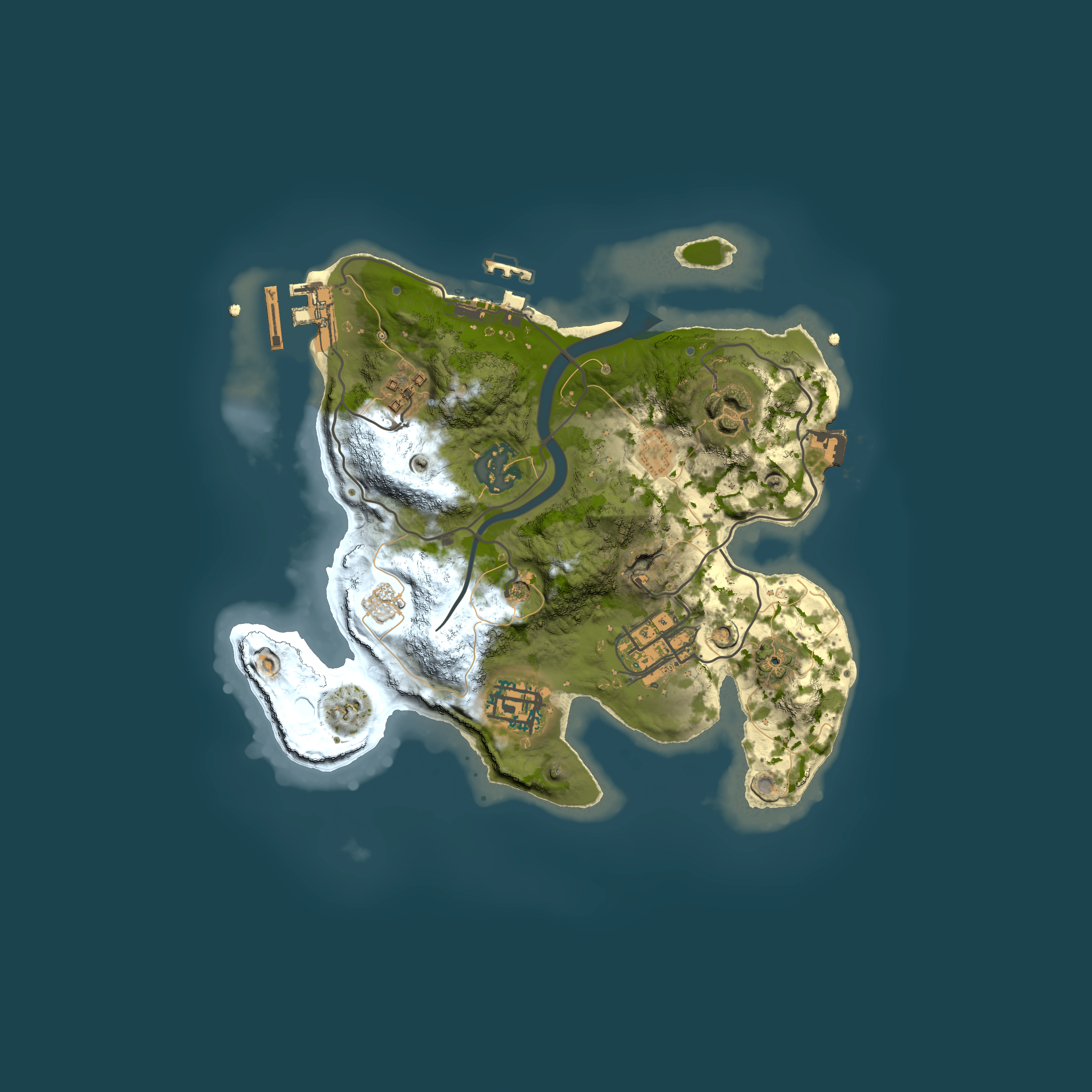 Full top-down render of Rust map seed 684346477, 2500x2500m
