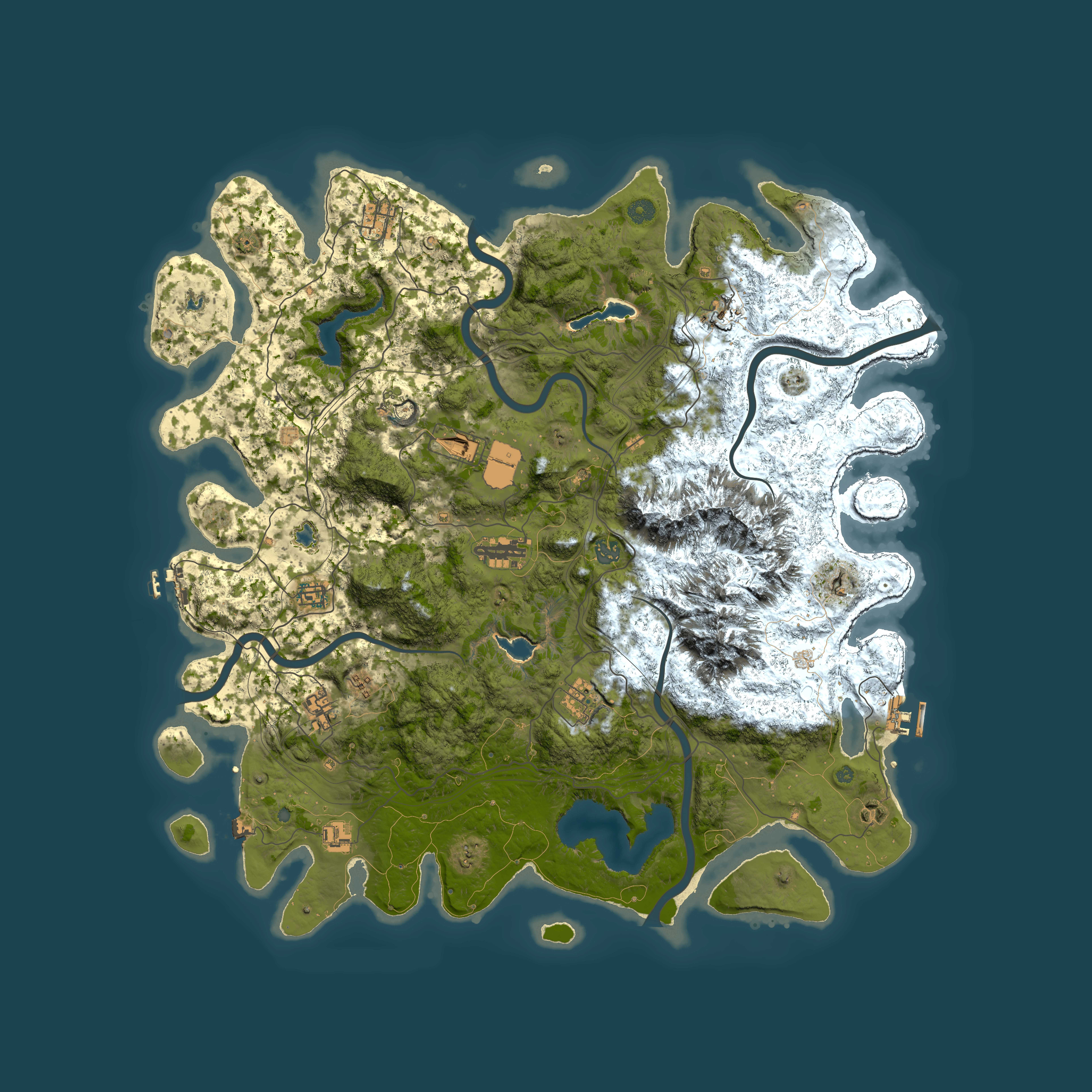 Full top-down render of Rust map seed 1193245507, 5000x5000m