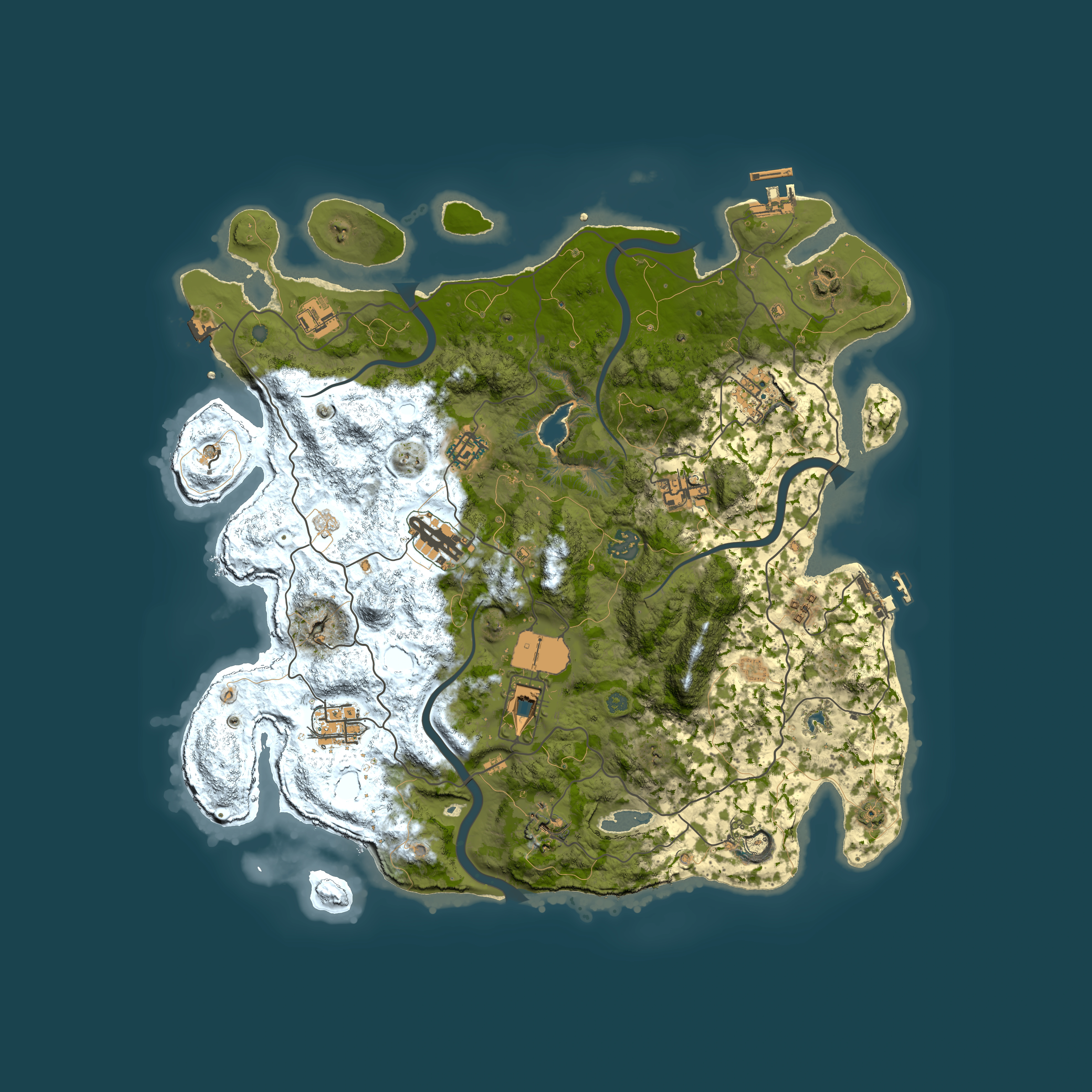 Full top-down render of Rust map seed 1051343469, 4000x4000m