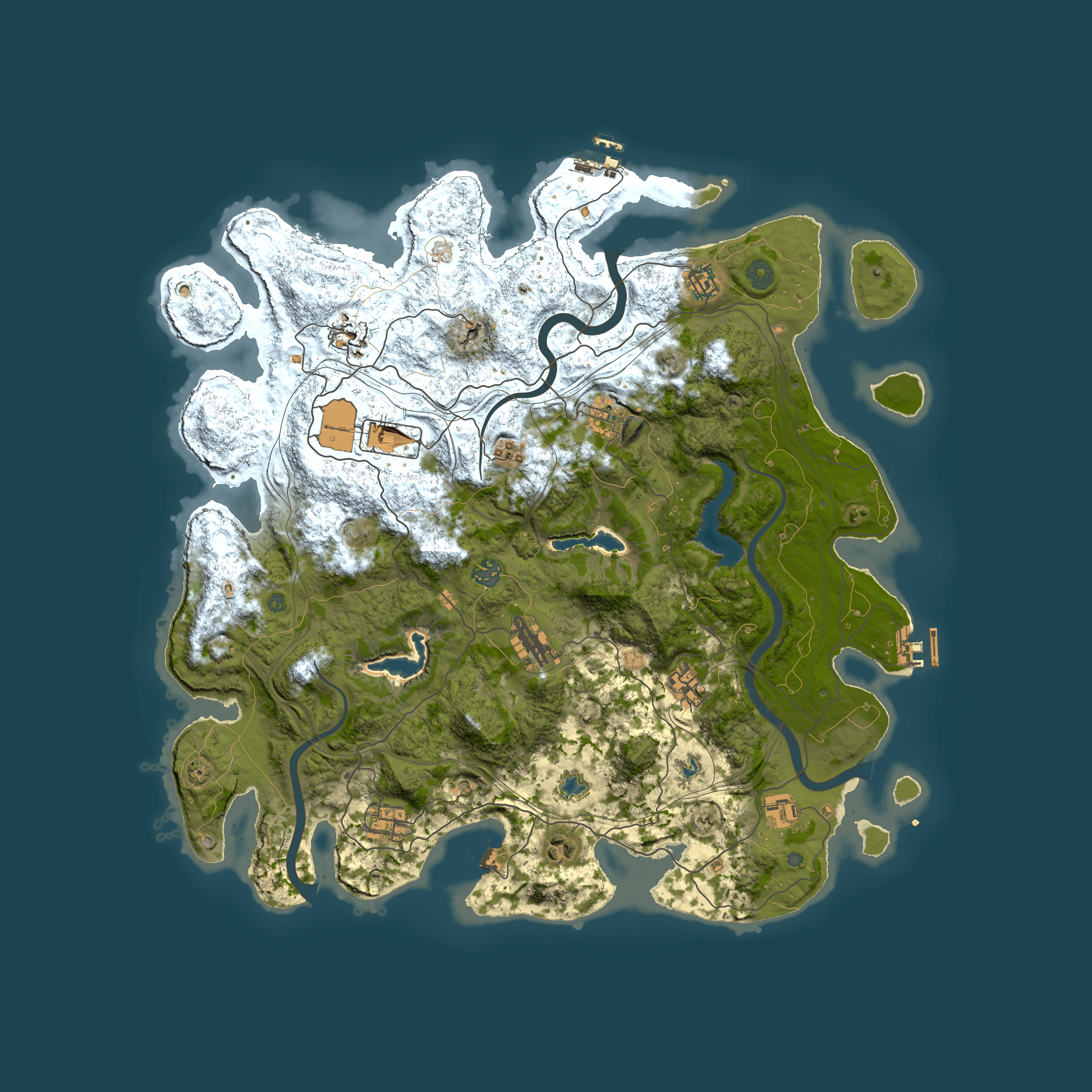 Full top-down render of Rust map seed 764443105, 4500x4500m