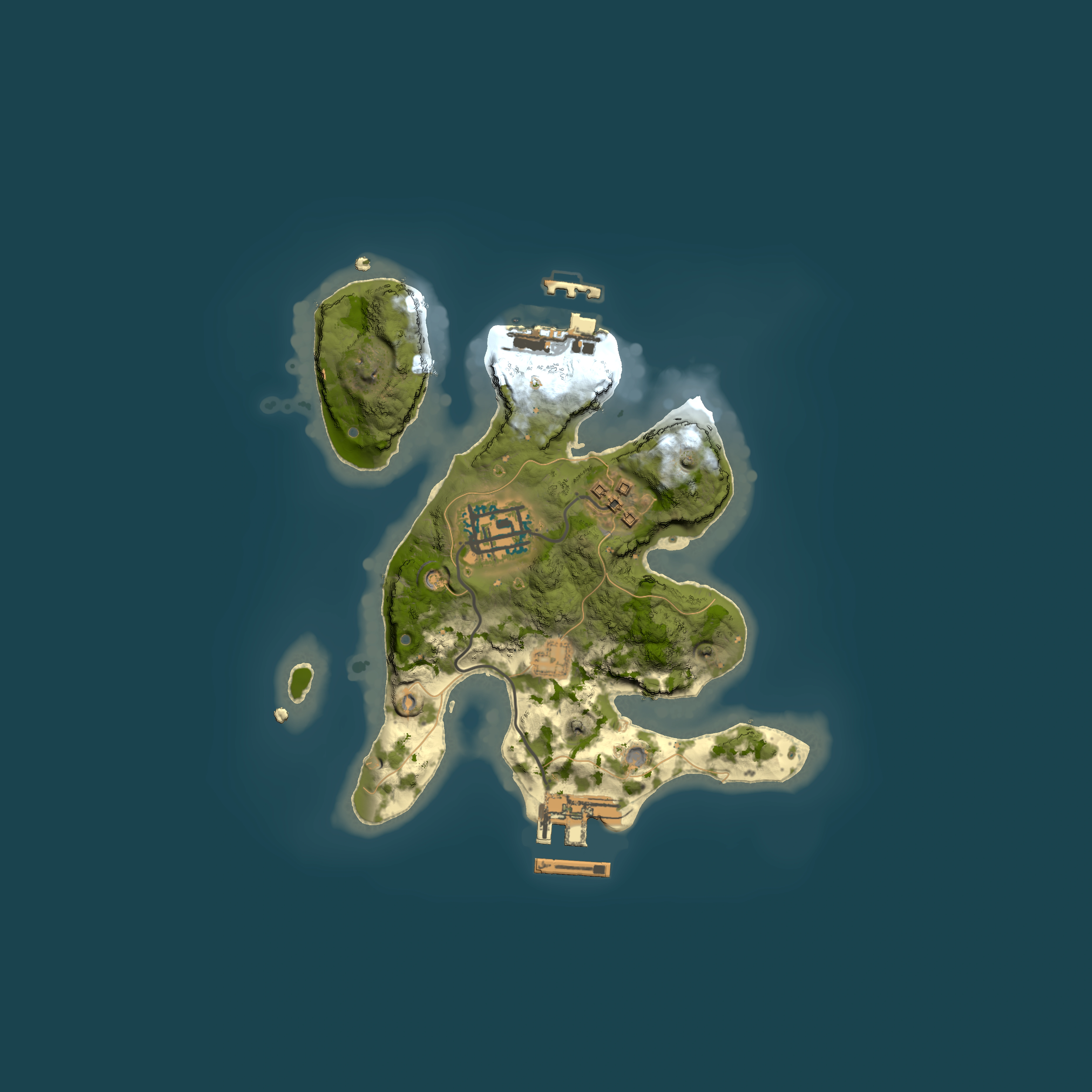 Full top-down render of Rust map seed 1307614383, 2000x2000m